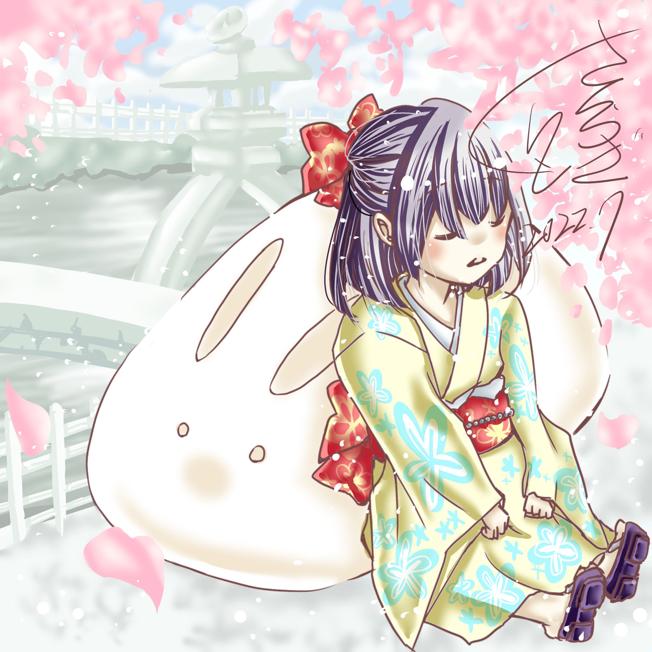 【ご依頼作品】女の子とうさぎ-1