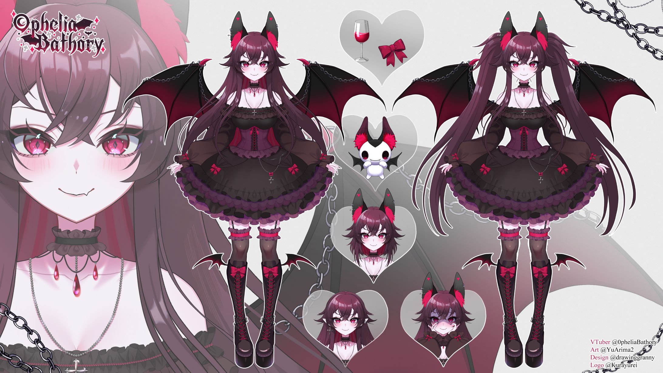 ご依頼:[Live2D Art Showcase] Gothic Vampire Bat VTuber🦇 Ophelia Bathory 🩸-1