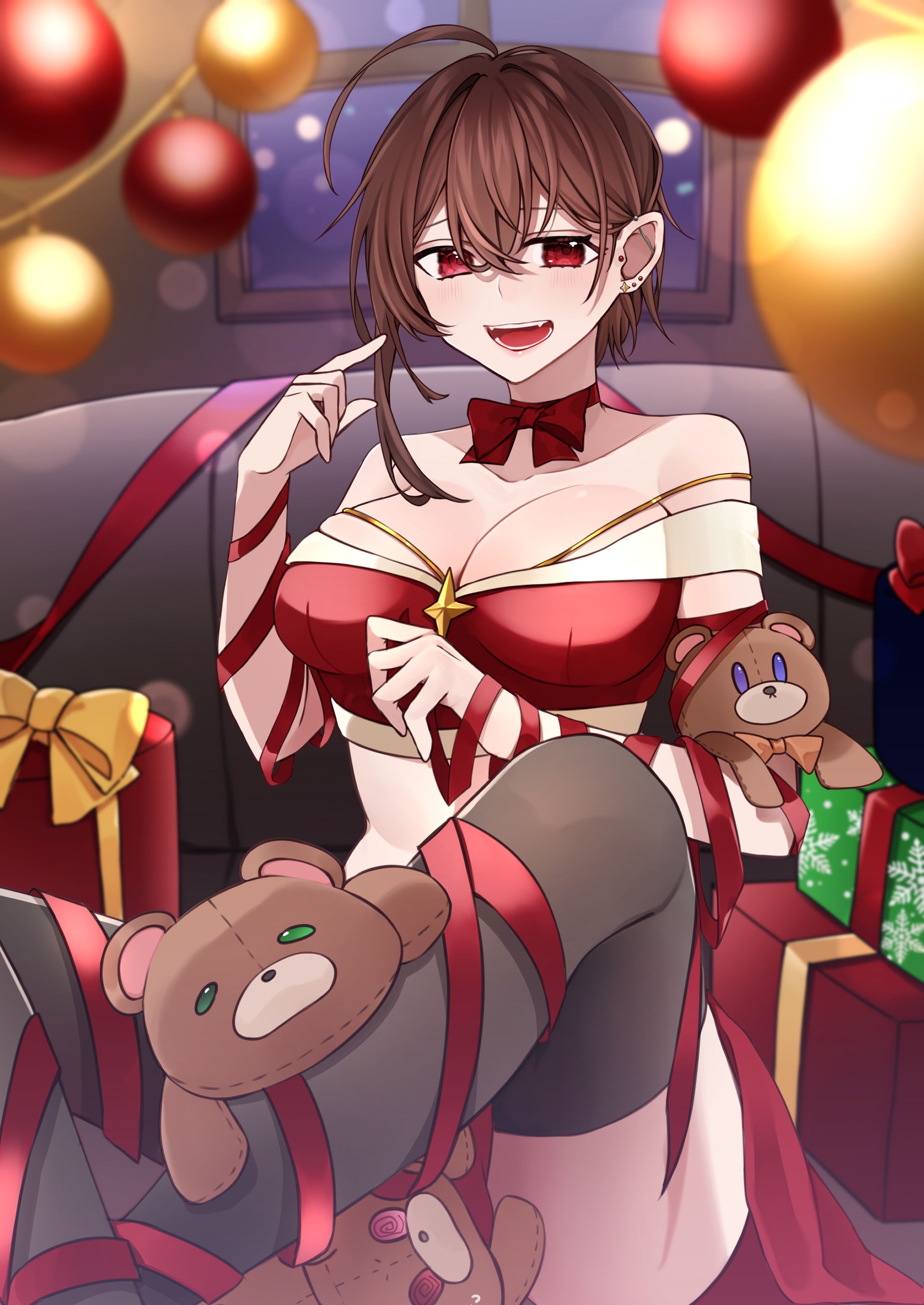 紅色ざくろ/クリスマスイラスト-1