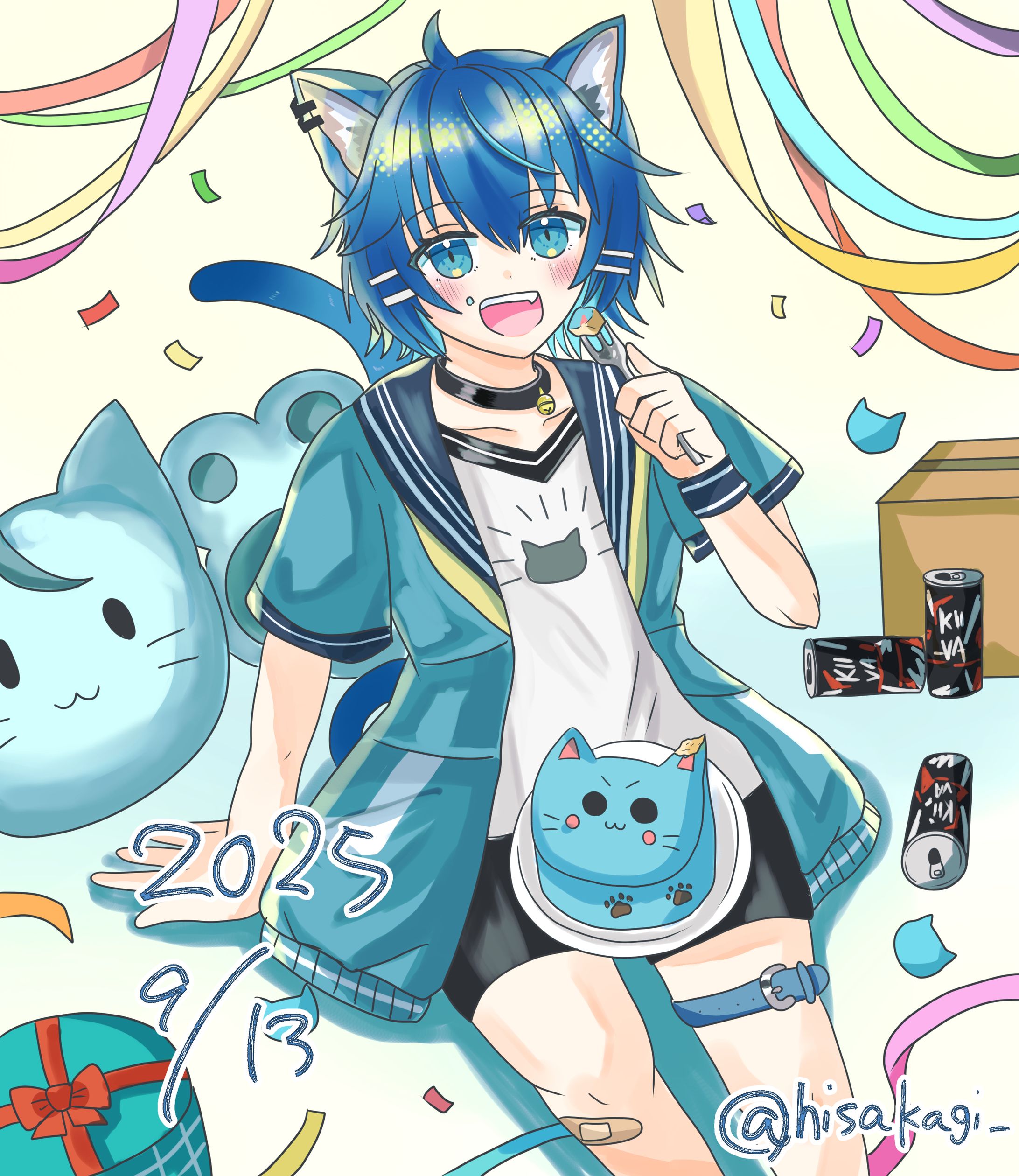 Vtuber猫尾しゆうさん３周年記念イラスト-1