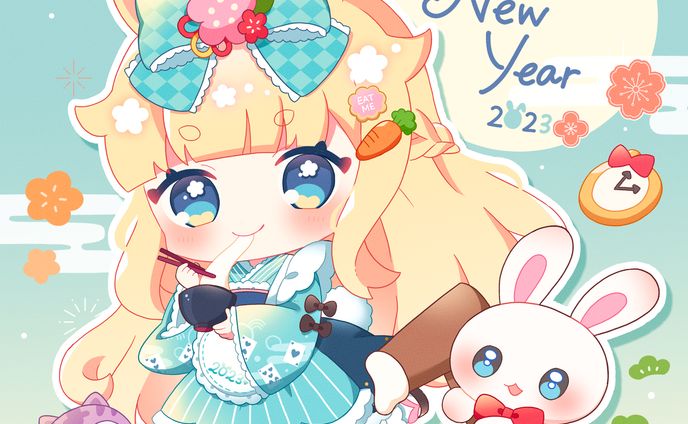 【創作】お正月うさぎ