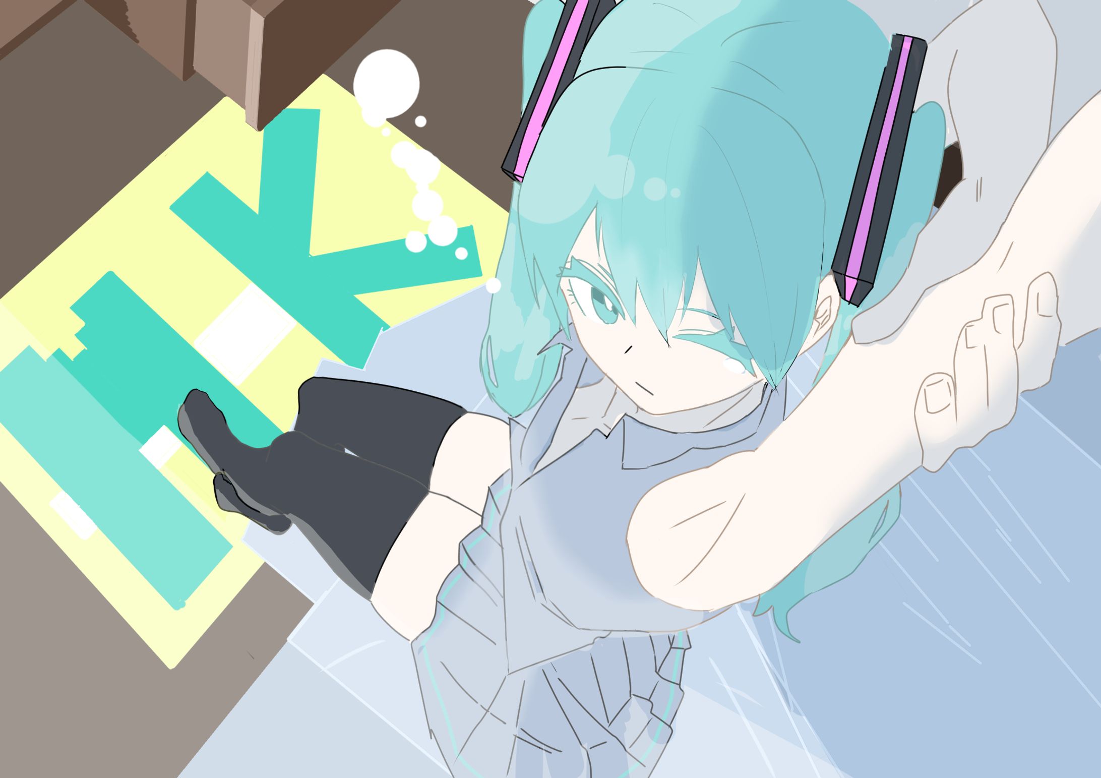 初音ミク　寝起き-1