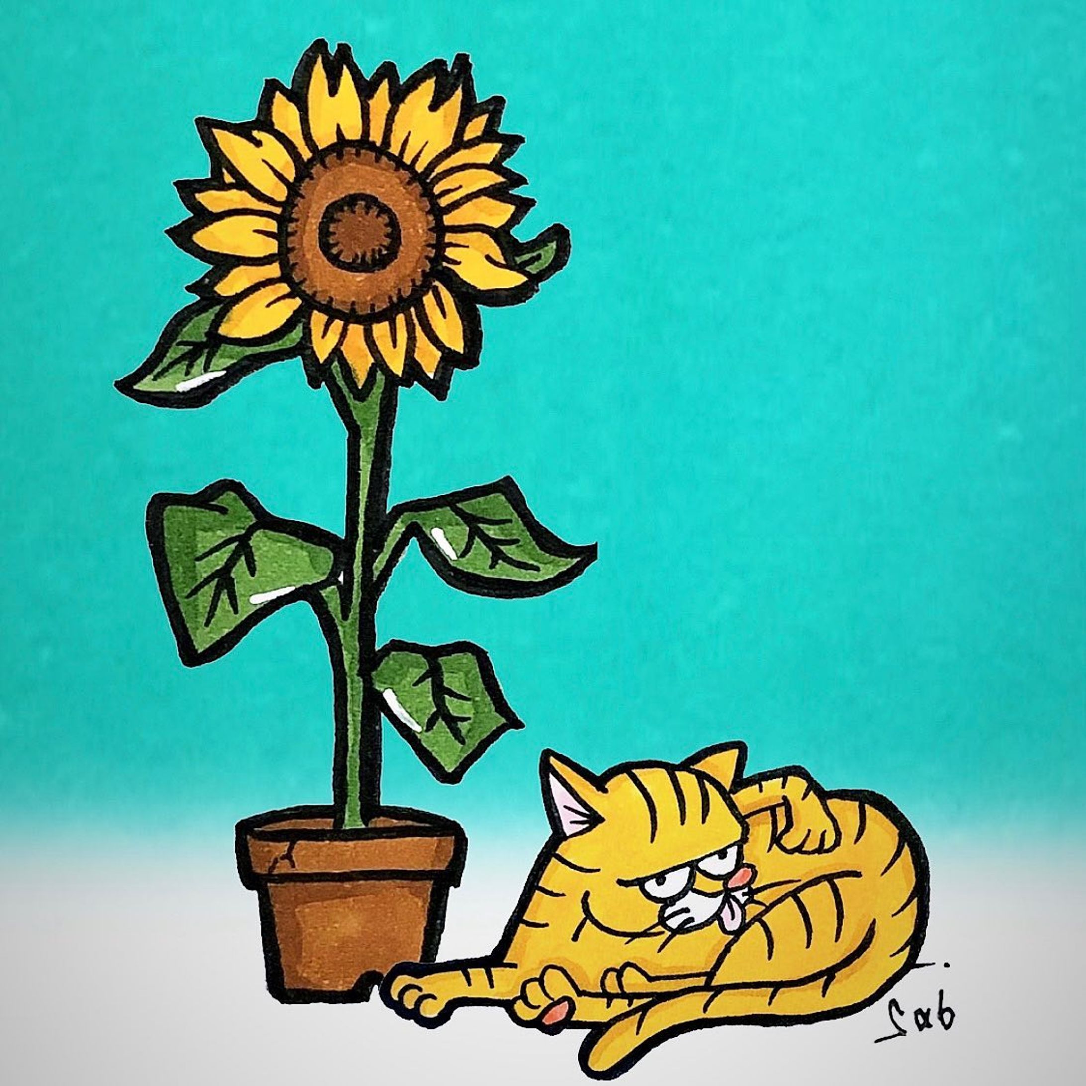 Sunflower
#drawing  #illustration #art #artwork #cat #cartoon #sunflower #イラスト #落書き #イラストレーター #絵 #アート #猫 #猫イラスト #茶トラ #茶トラ女子部 #カートゥーン #ひまわり-1