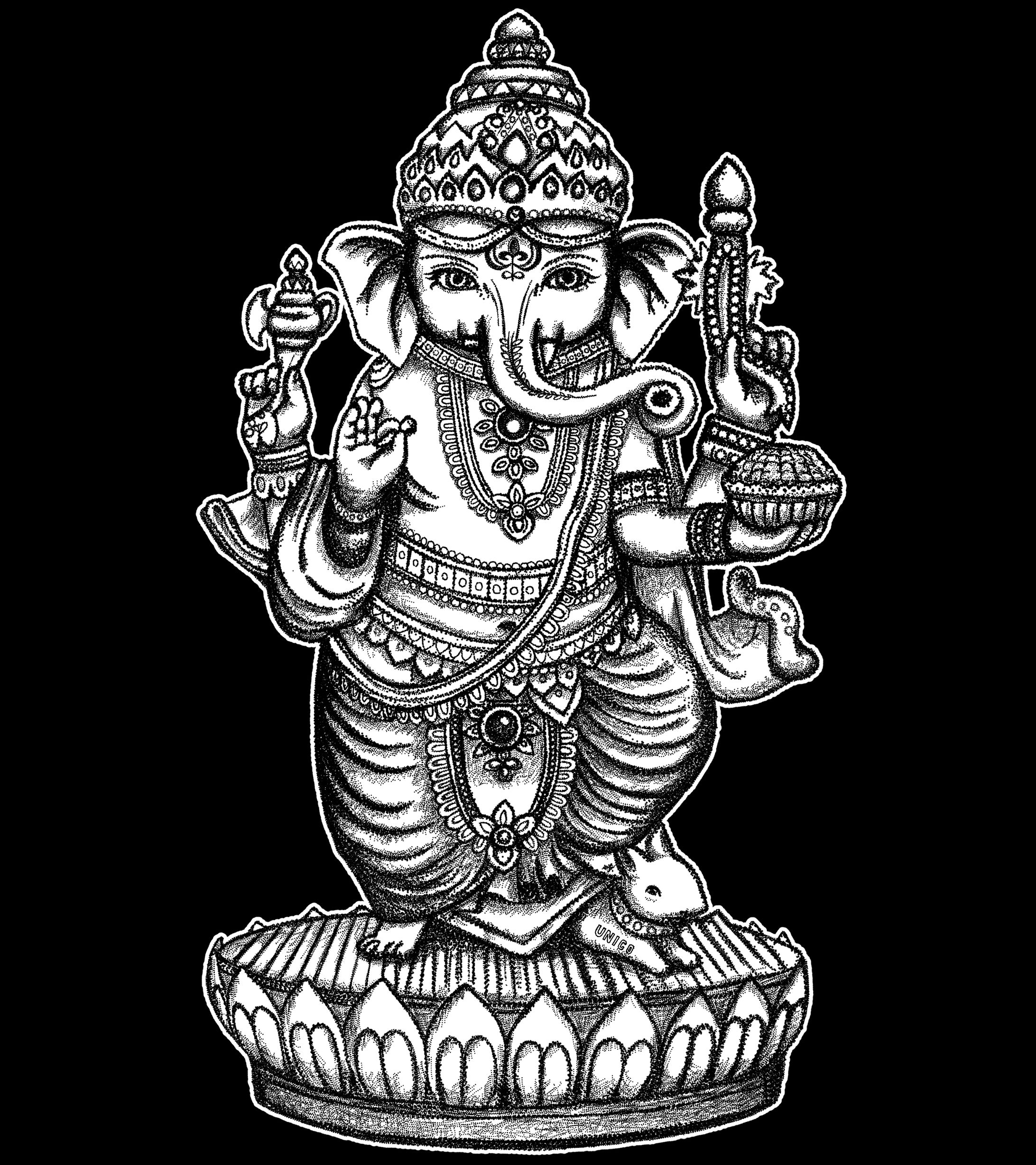 ガネーシャ点描画-1