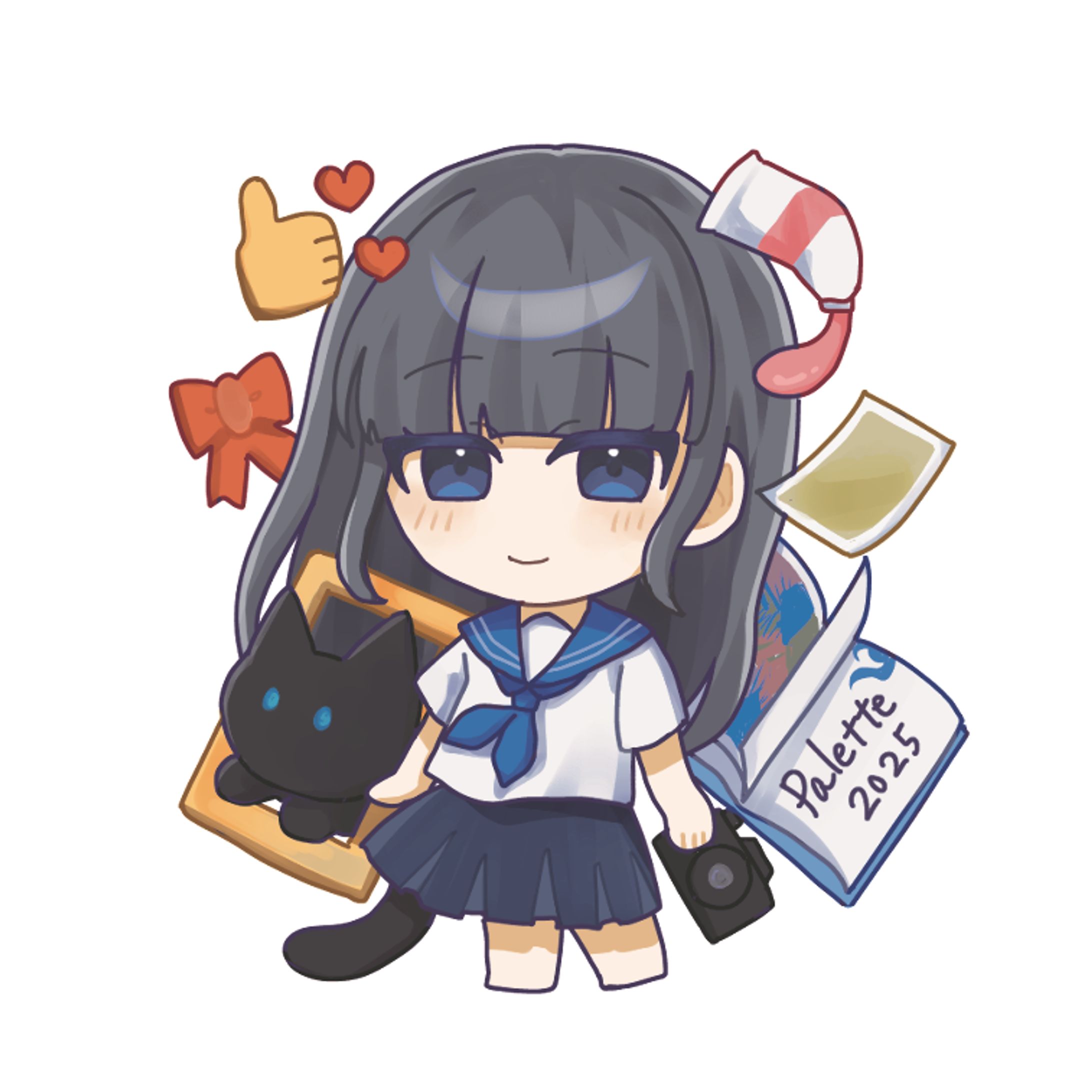 制服姿の少女のデフォルメイラスト-1