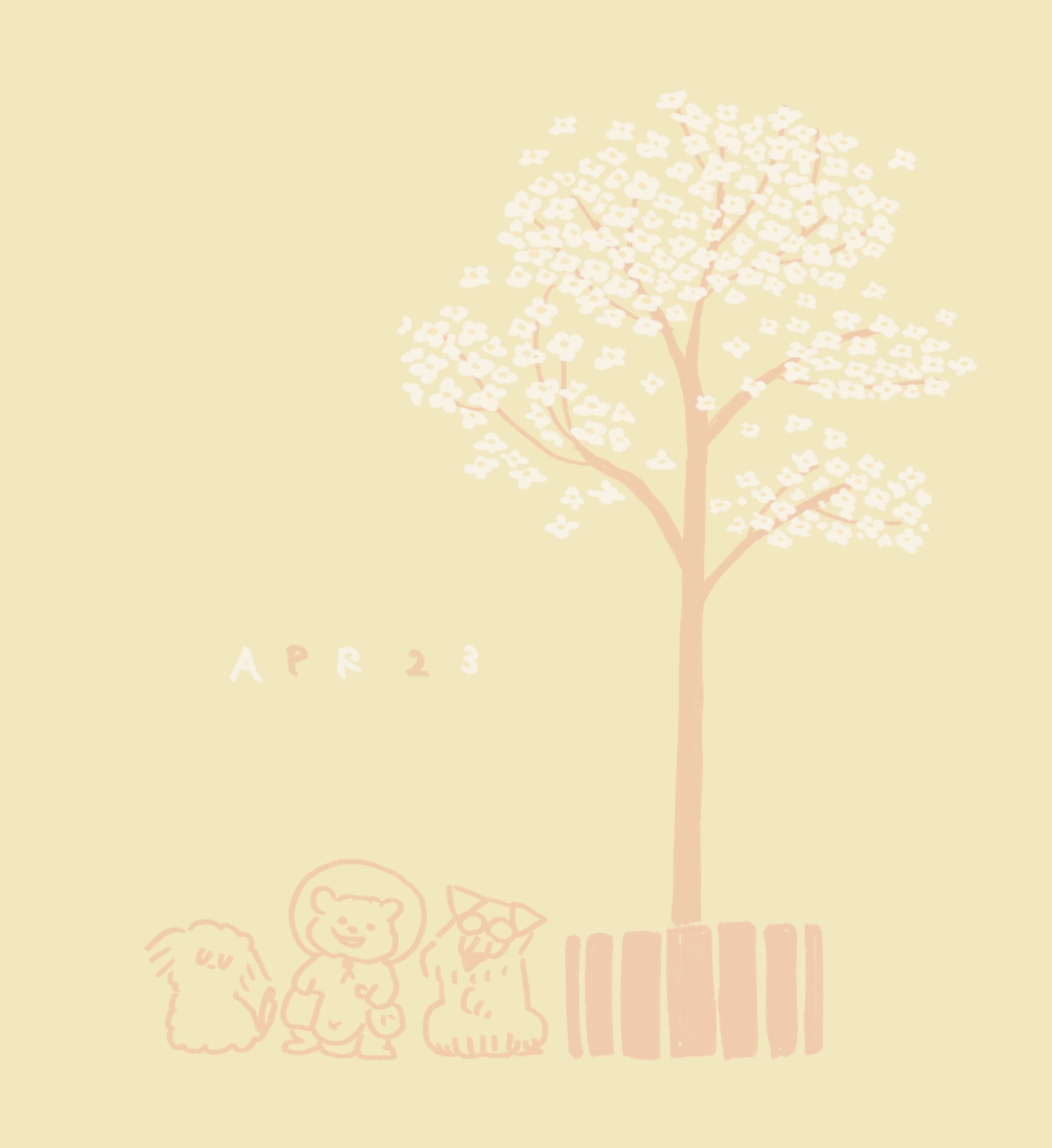 ゆるめの犬と花のイラスト-1