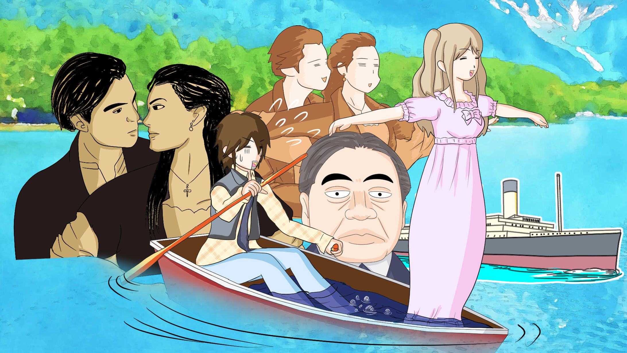 沈みゆくボートでラブロマンスを繰り広げるバカwww【映画紹介漫画】【アニメコント】-1