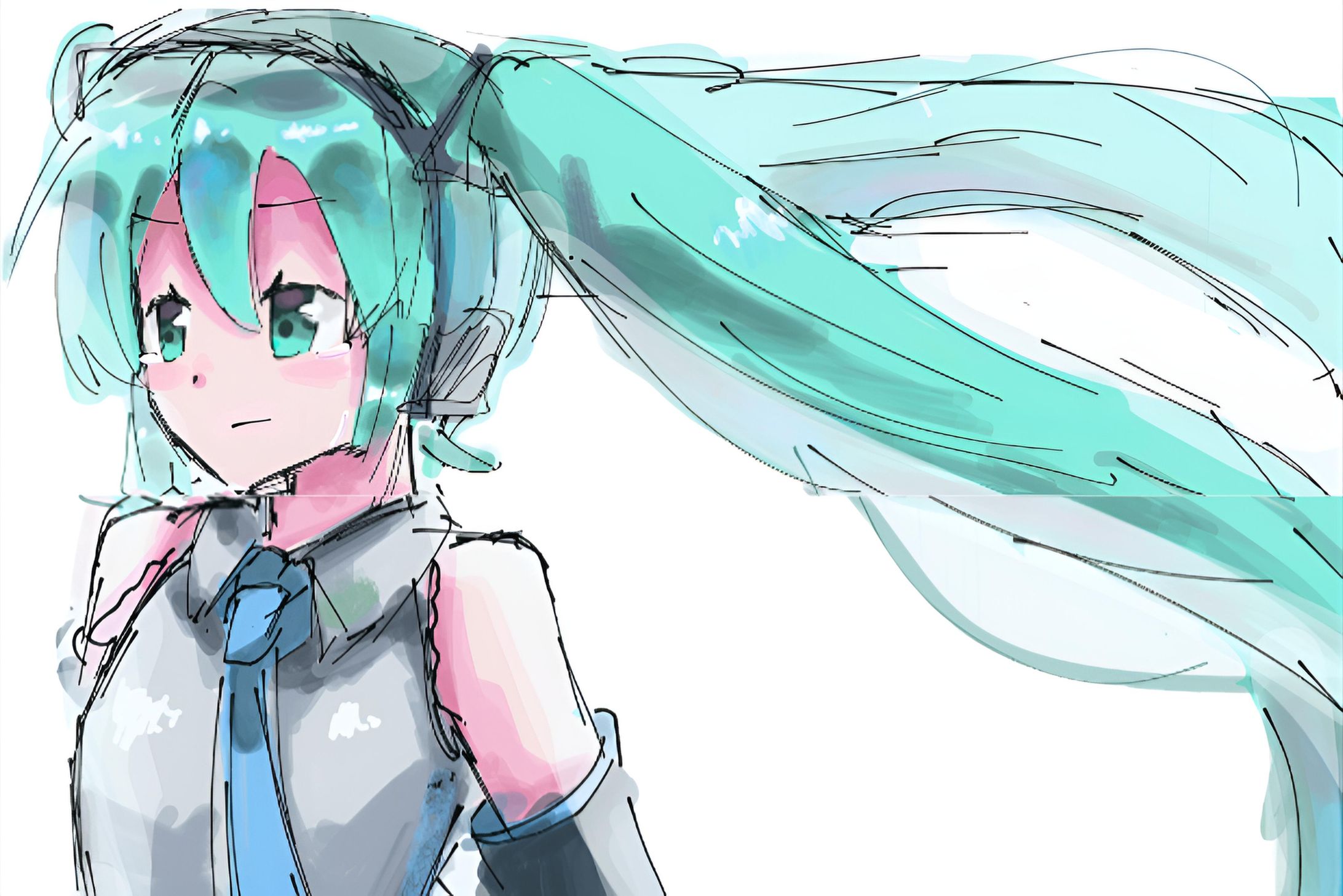 ローリンガールで描いたミクちゃんイラスト！-1