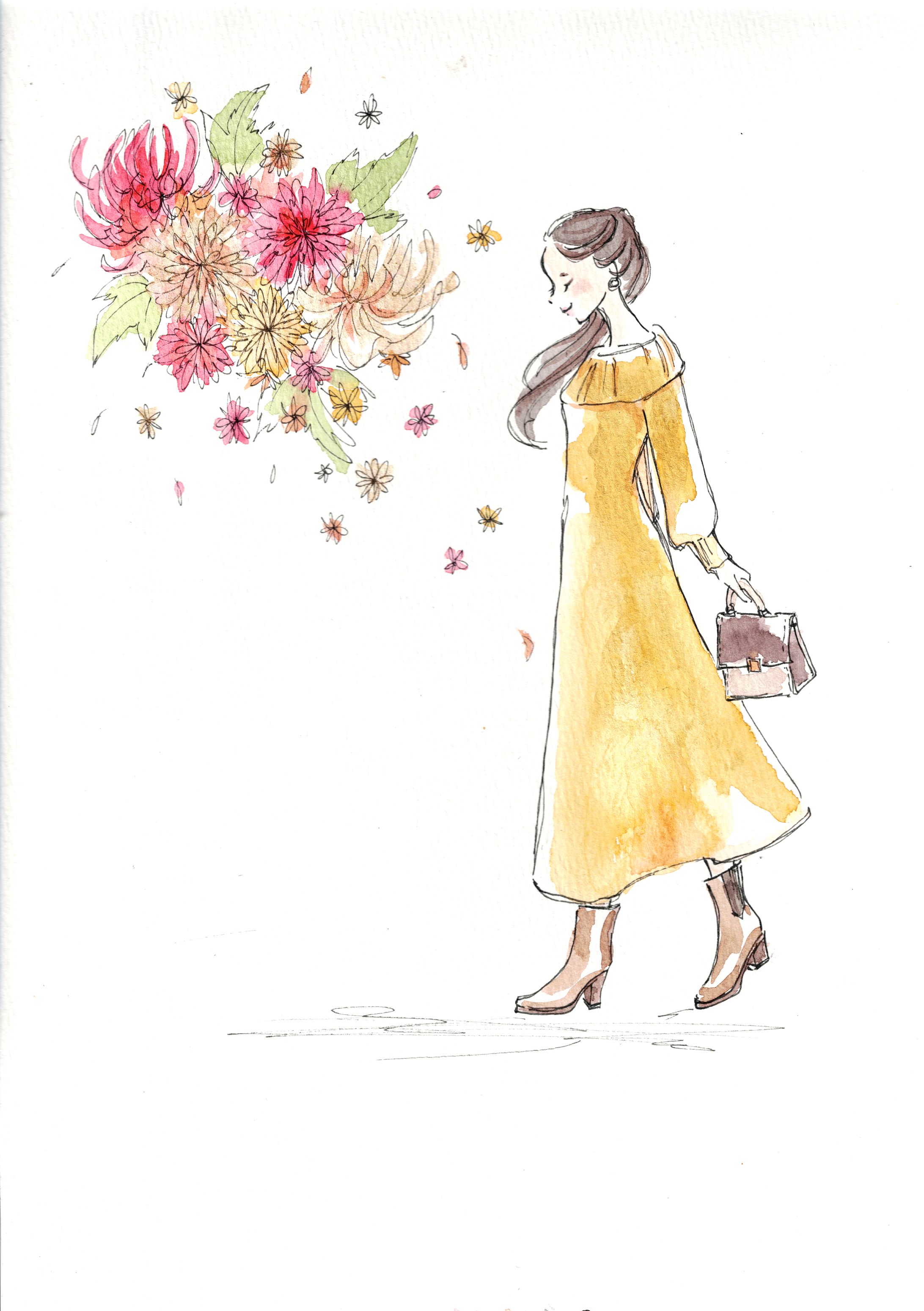おしゃれな雰囲気の女性イラスト-1