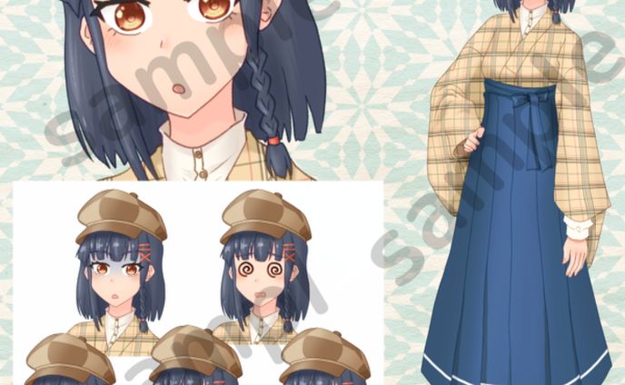 キャラ販売用着物の女の子立ち絵