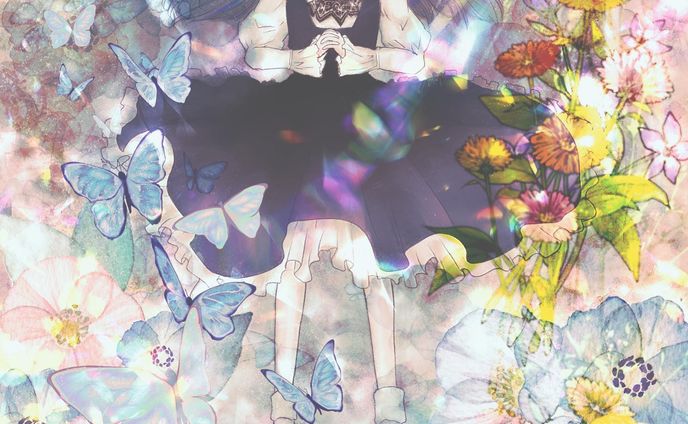 #夢 #いらすたぐらむ #girl #flower #butterfly