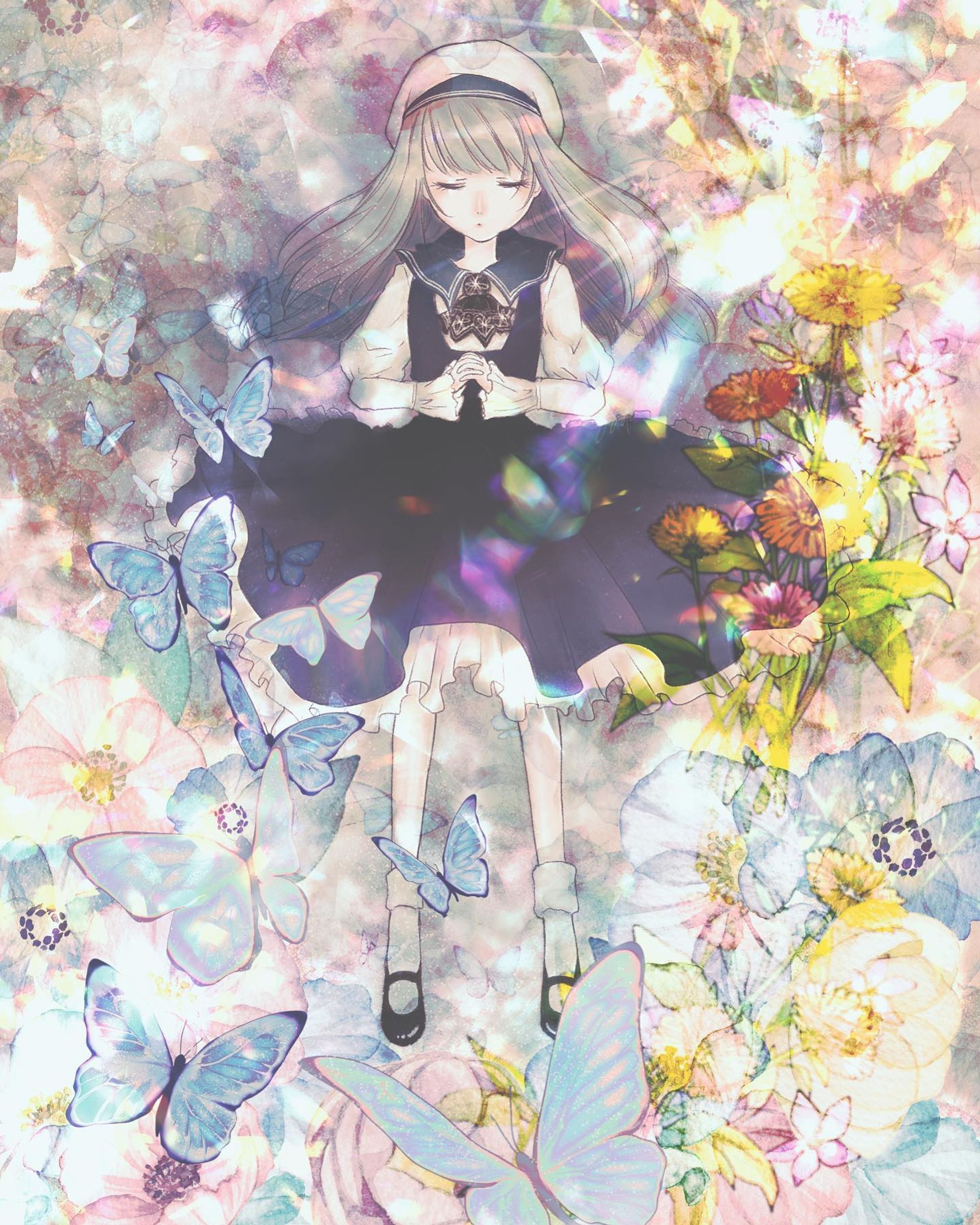 #夢 #いらすたぐらむ #girl #flower #butterfly-1