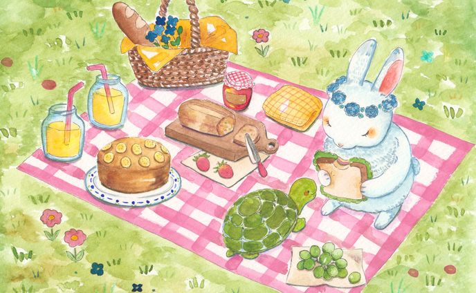うさぎとカメのピクニック