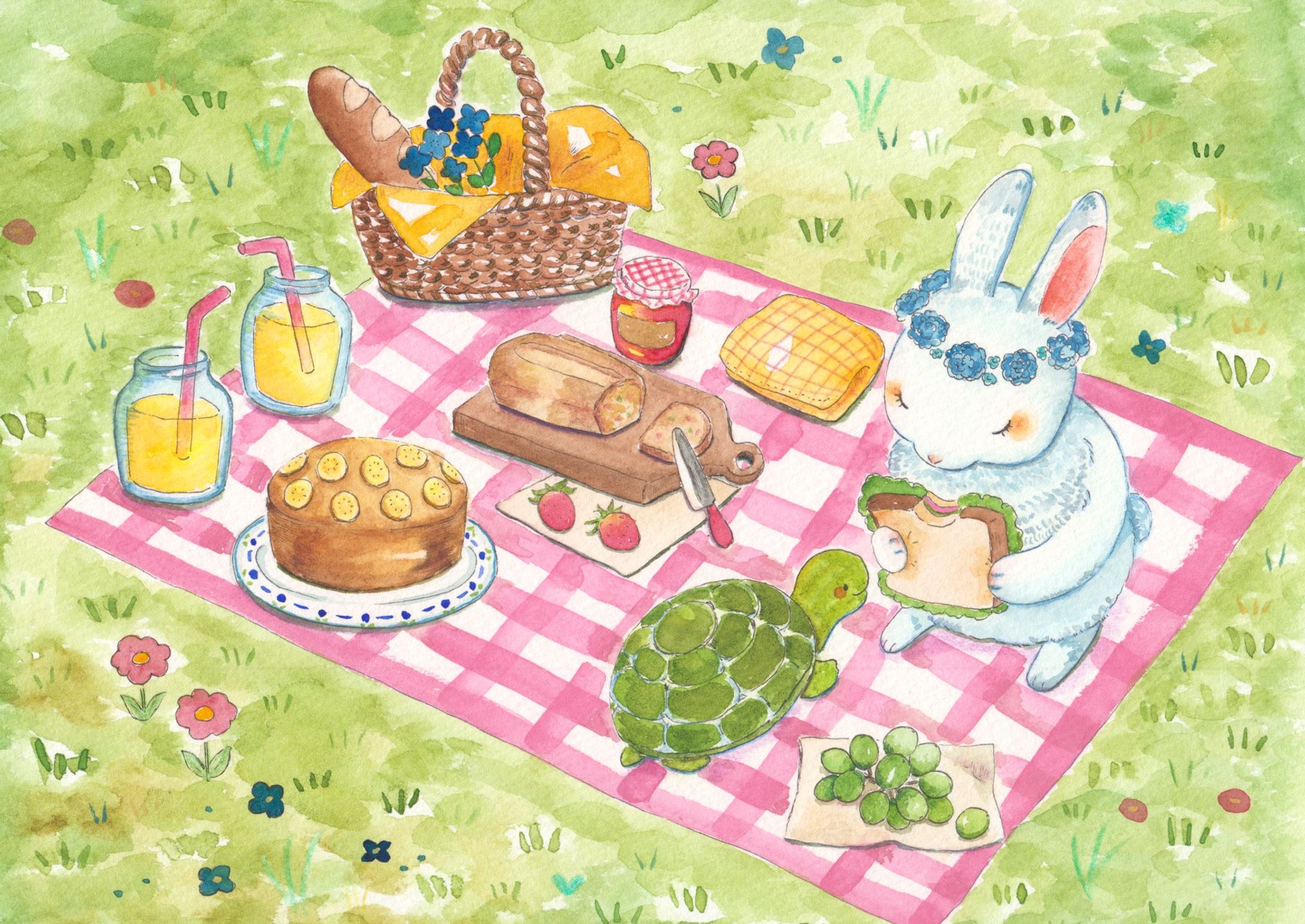 うさぎとカメのピクニック-1