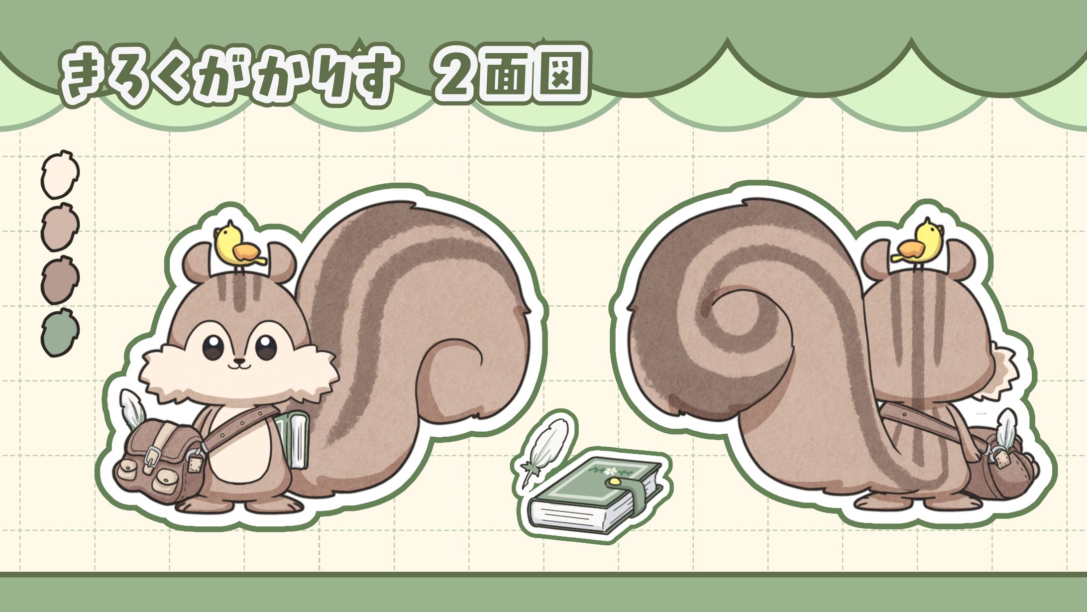 風薙はの様 リスナーマスコット「きろくがかりす」 / キャラクターデザイン・２面図-1
