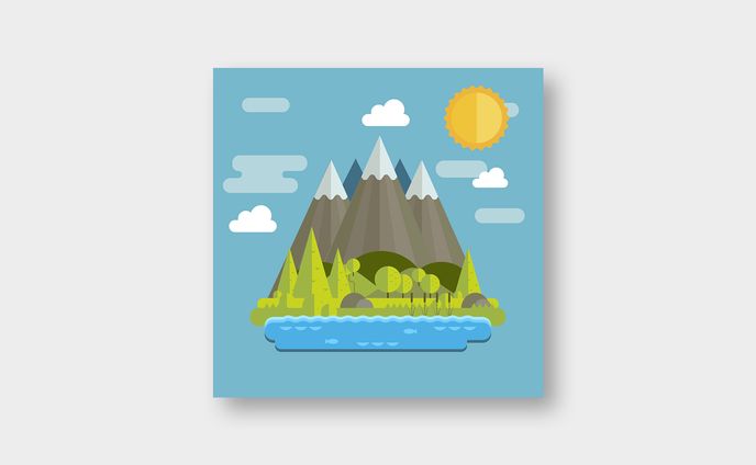 チュートリアル「How to Create a Mountain Landscape in Flat Style in Adobe Illustrator」