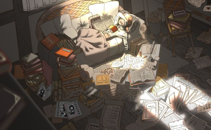 一枚絵完成までのラフ等