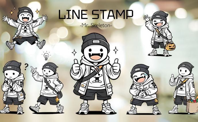 LINE STAMP（Mr.Skeleton)