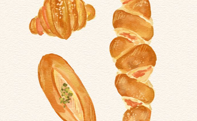 カフェ巡り絵日記イラスト