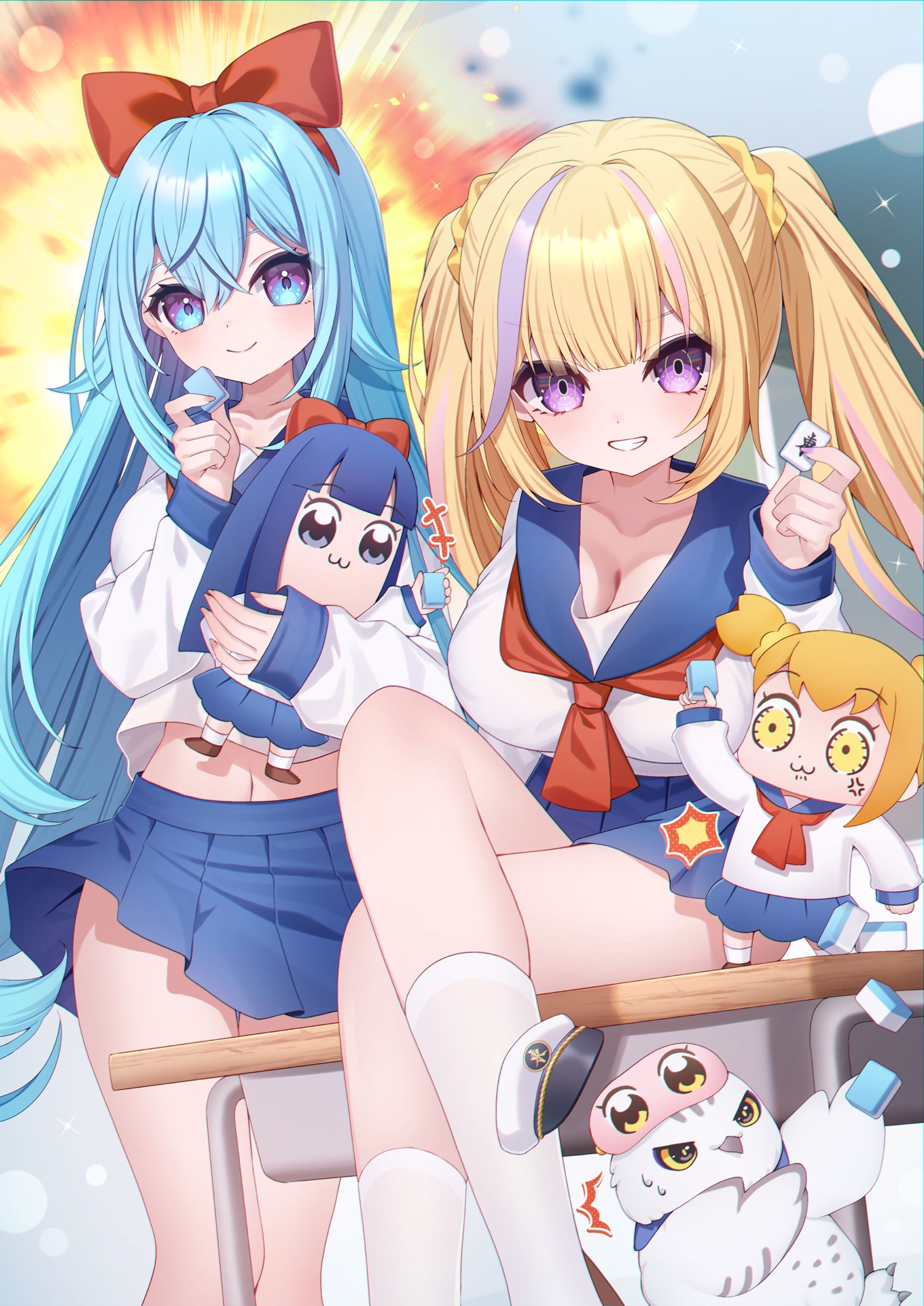 ｢麻雀一番街｣×｢ポプテピピック｣コラボ応援イラスト-1