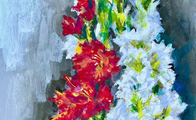 「グラジオラス」
アクリルガッシュ　キャンバス　F3

#アクリル画 #アクリルガッシュ #acrylicpainting #acrylicgouache 
#静物画 #グラジオラス #花の絵 #ターナー #ターナー色彩  #絵画 #art #painting #stilllife #still life painting #gladiilus #flowerart #turnercolour