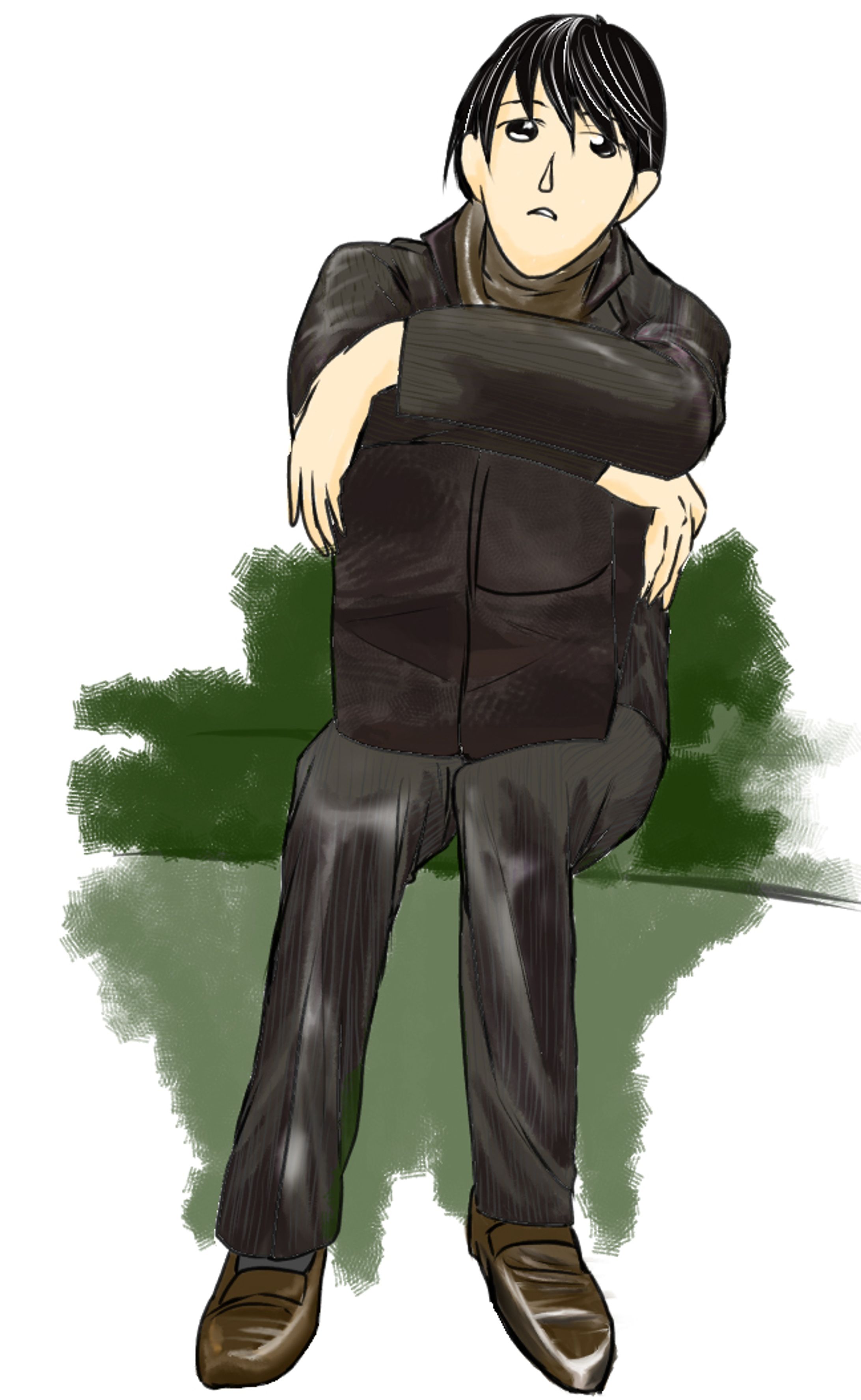 座って物思いにふける男性-1