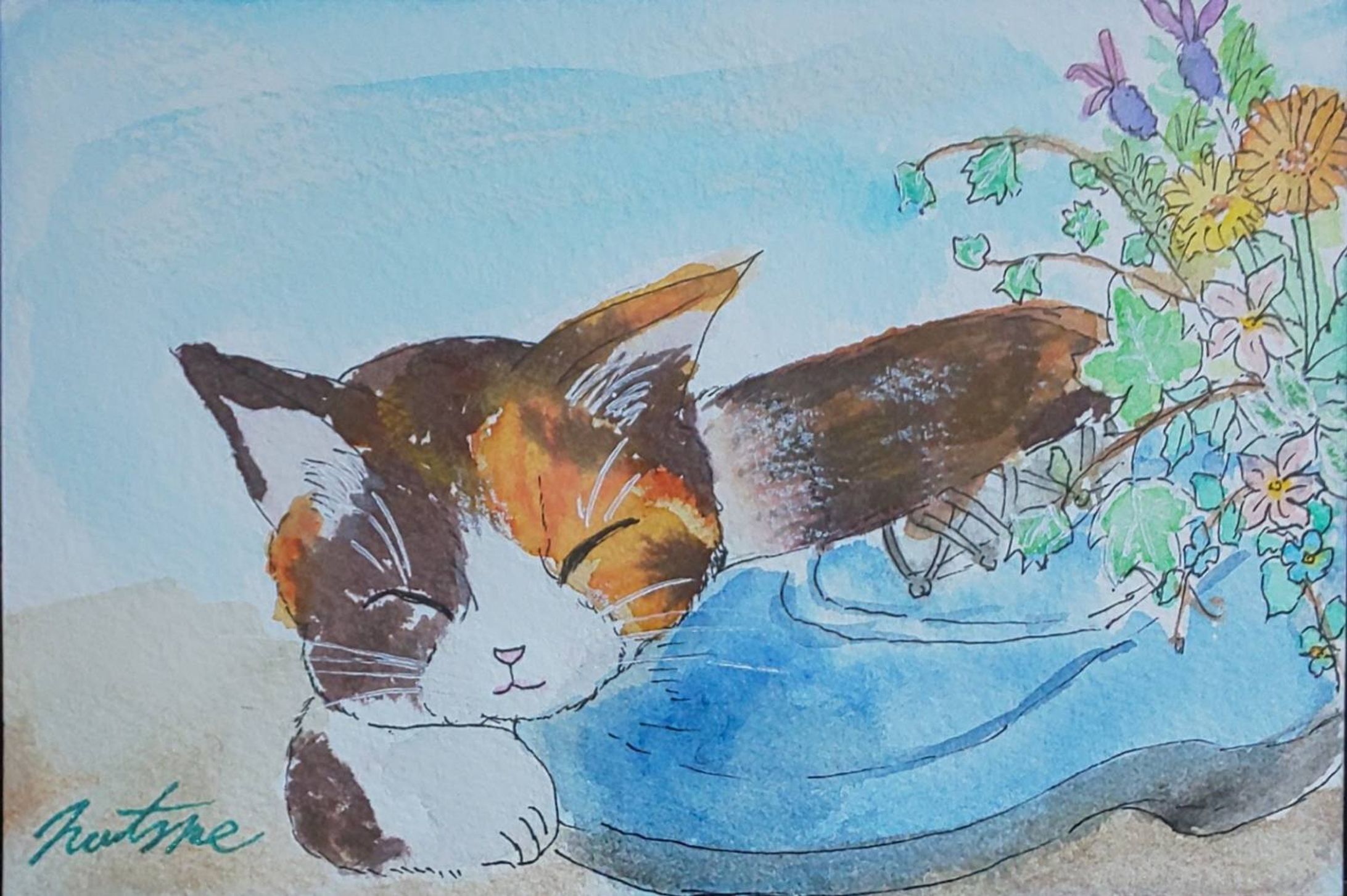 猫と花の咲くシューズ-1