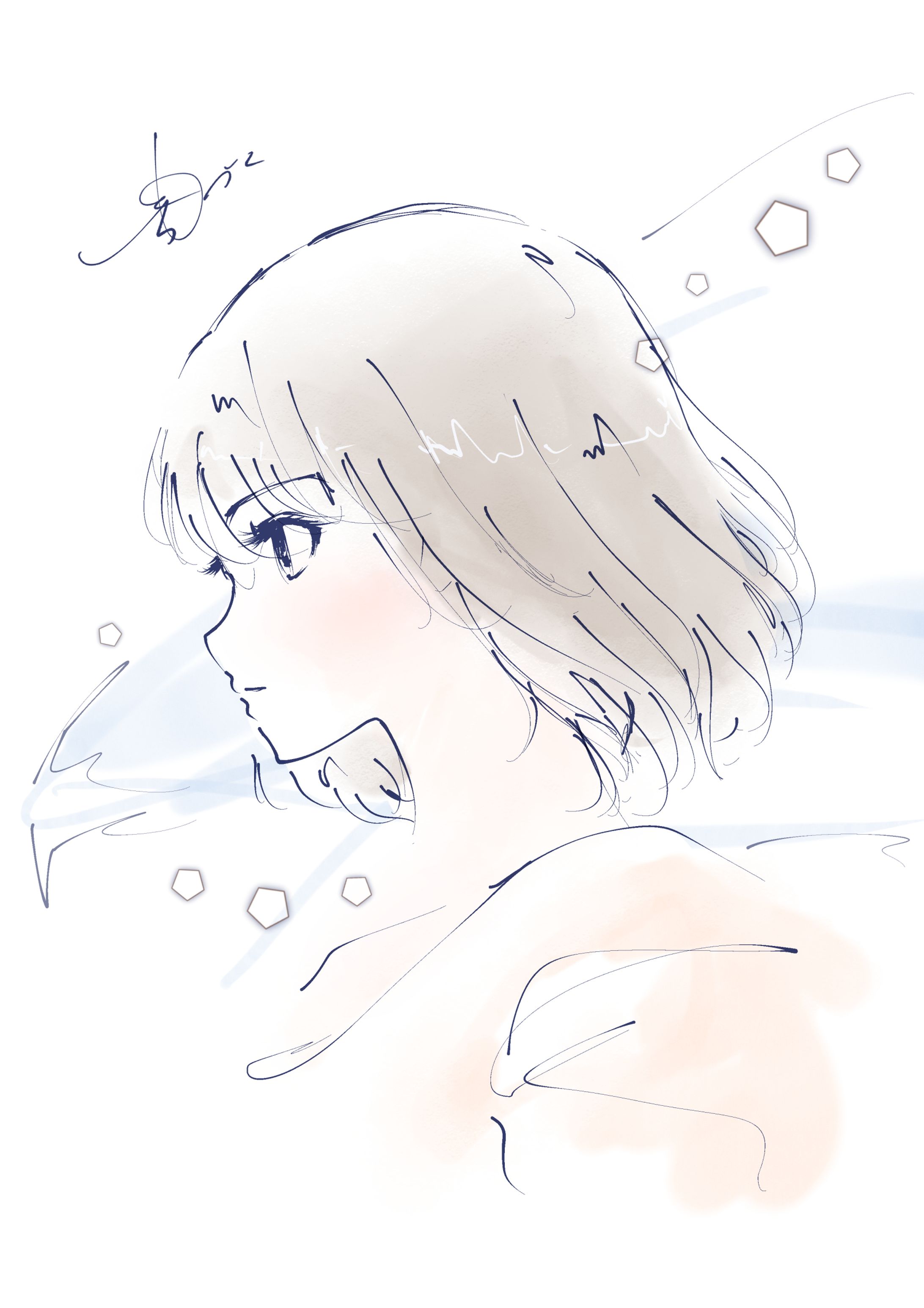 横顔ラインアート１-1