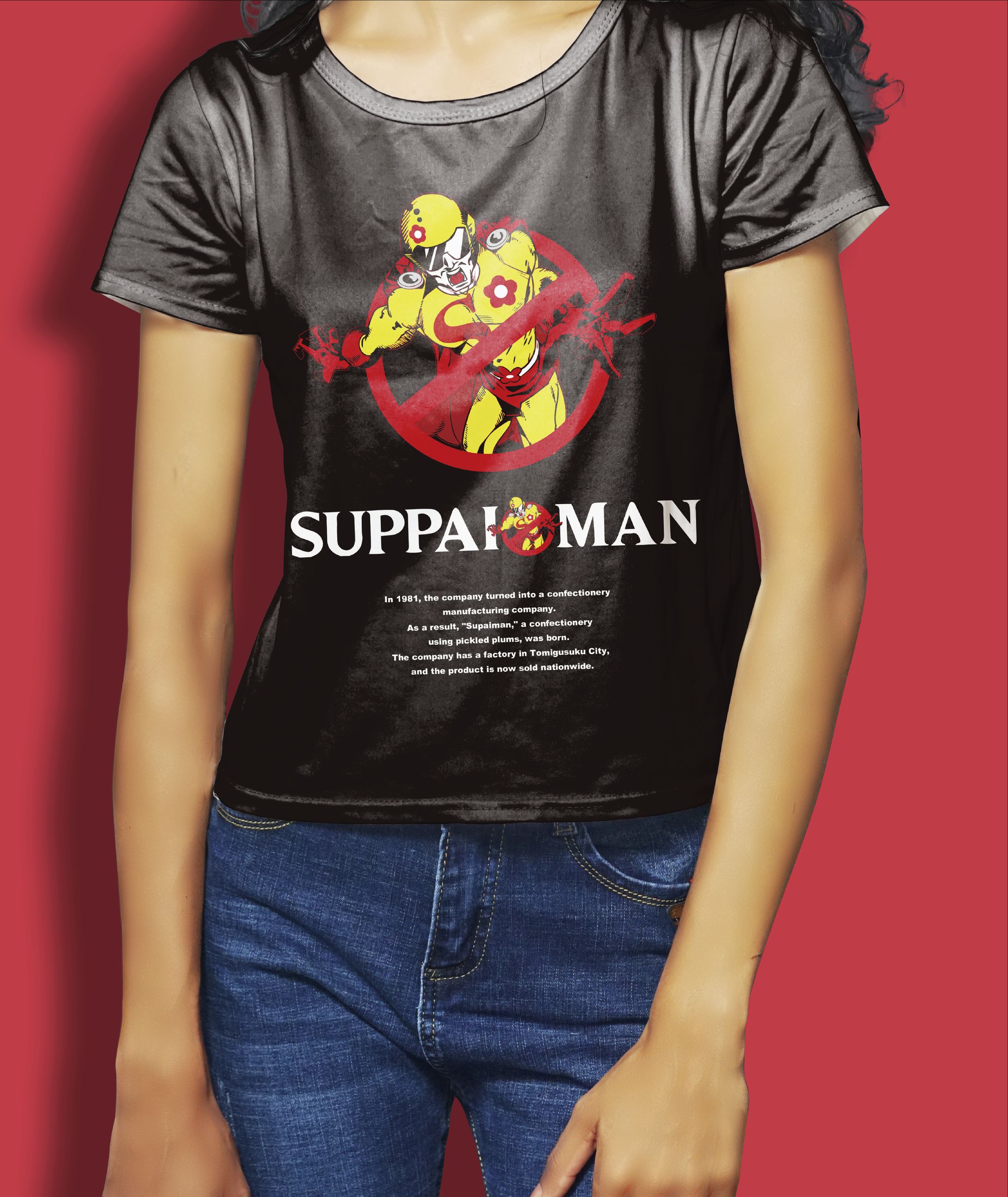 スッパイマンTシャツ・缶バッヂ-1