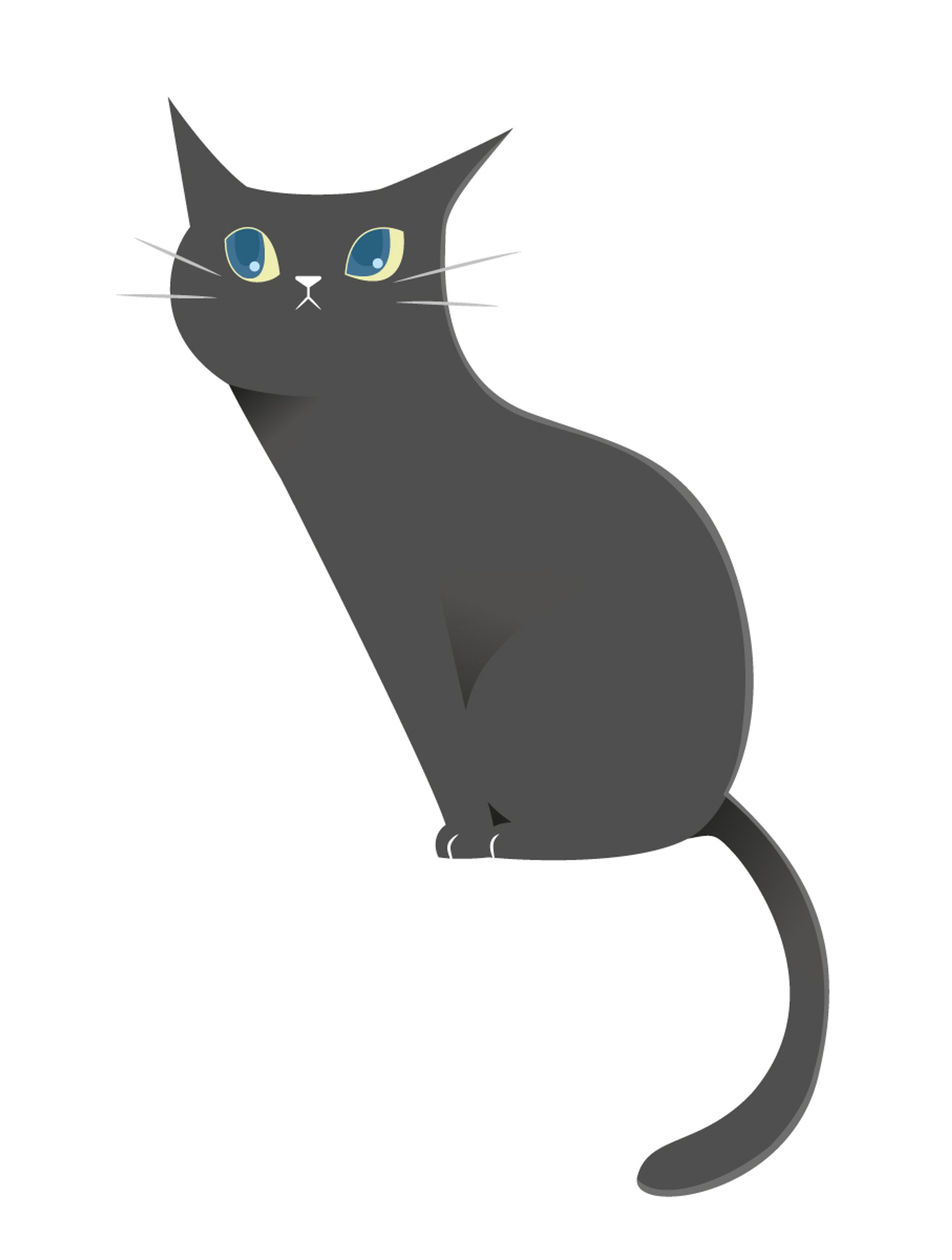 座る黒猫のイラスト-1