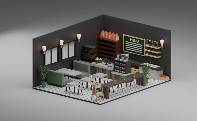 3dモデラー、カフェ