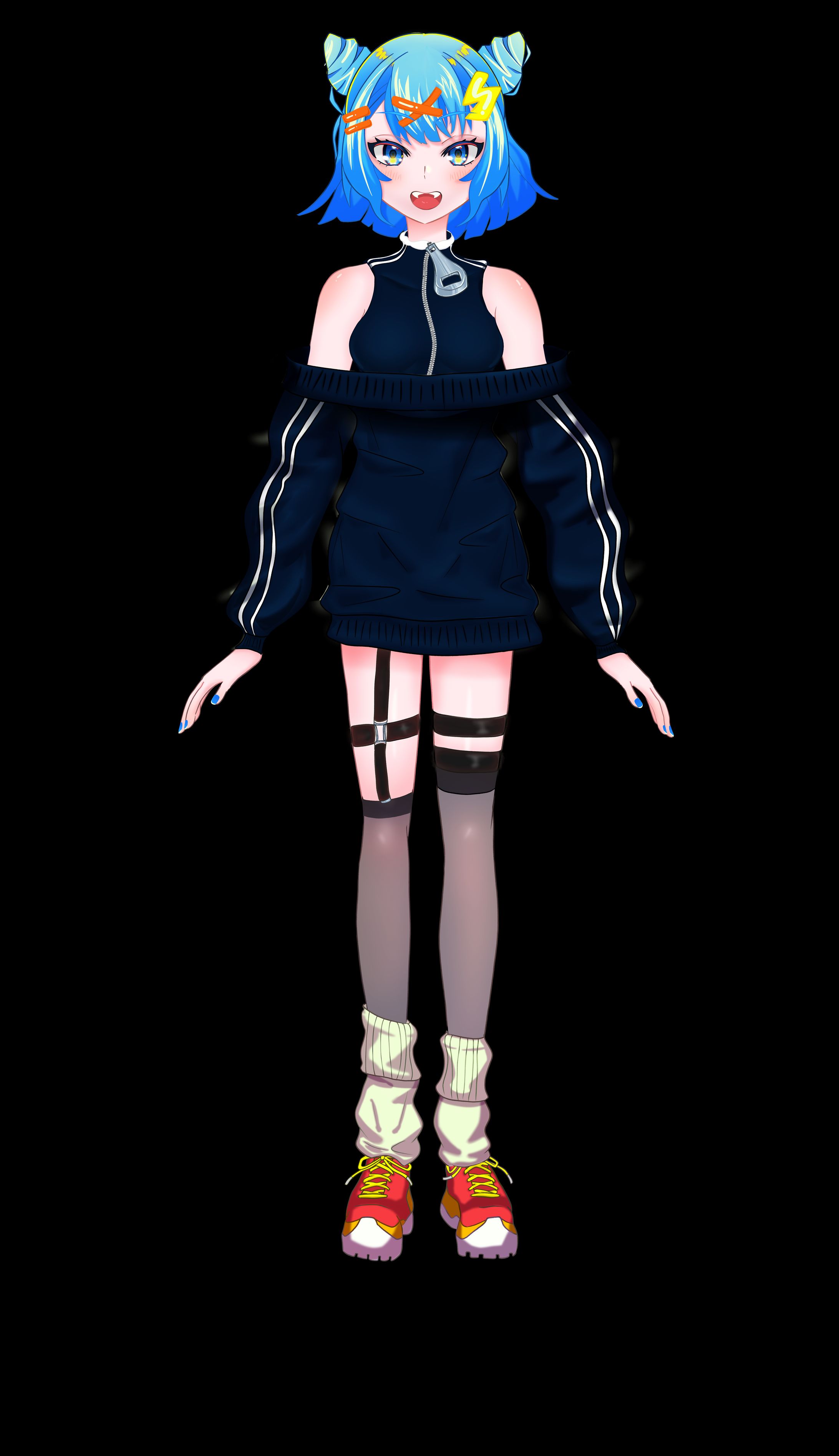 お団子ギャルちゃん　パーツ分け済み立ち絵-1