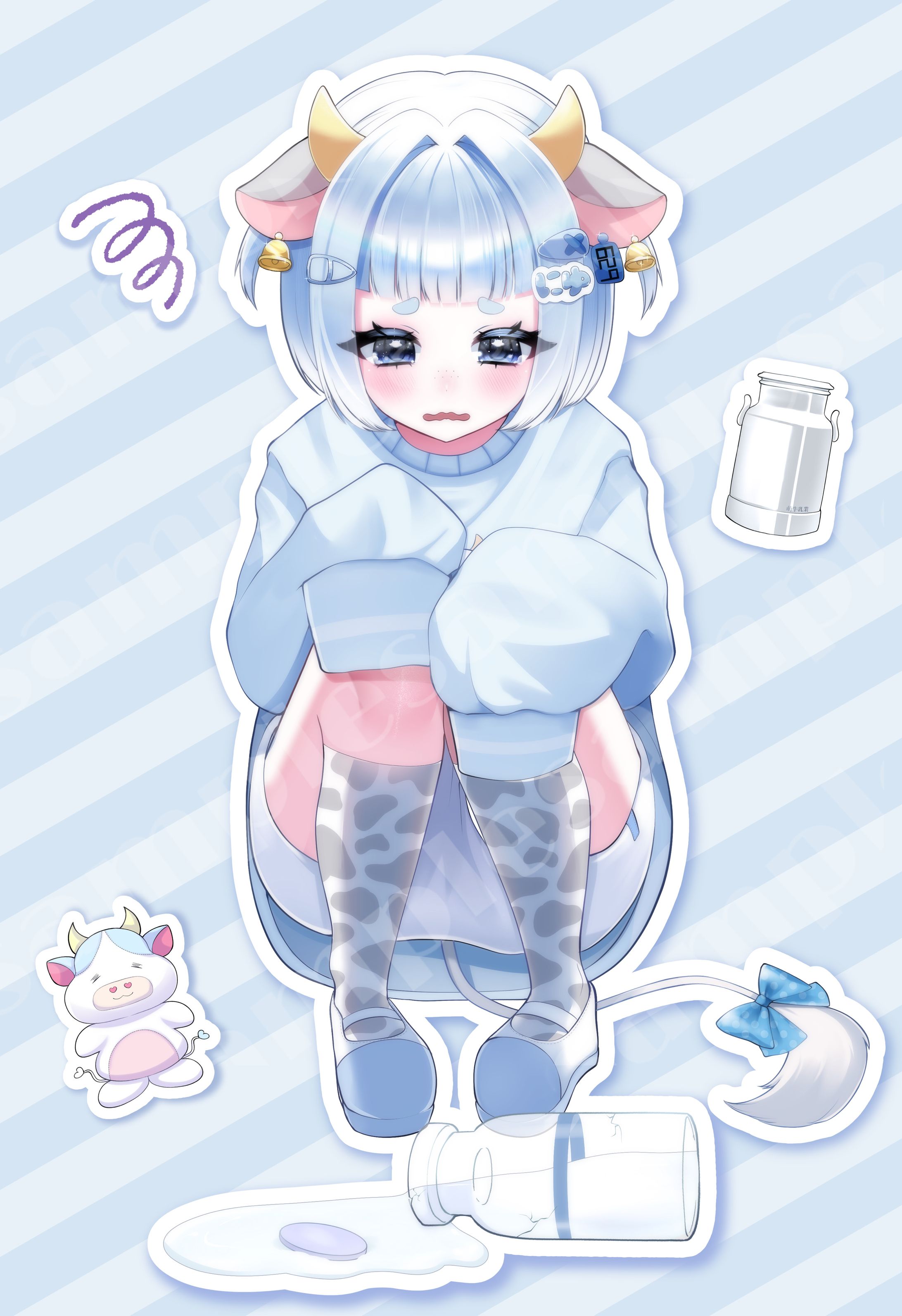 ステッカー風 全身イラスト-1