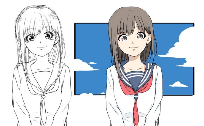 セーラー服の女の子のイラスト