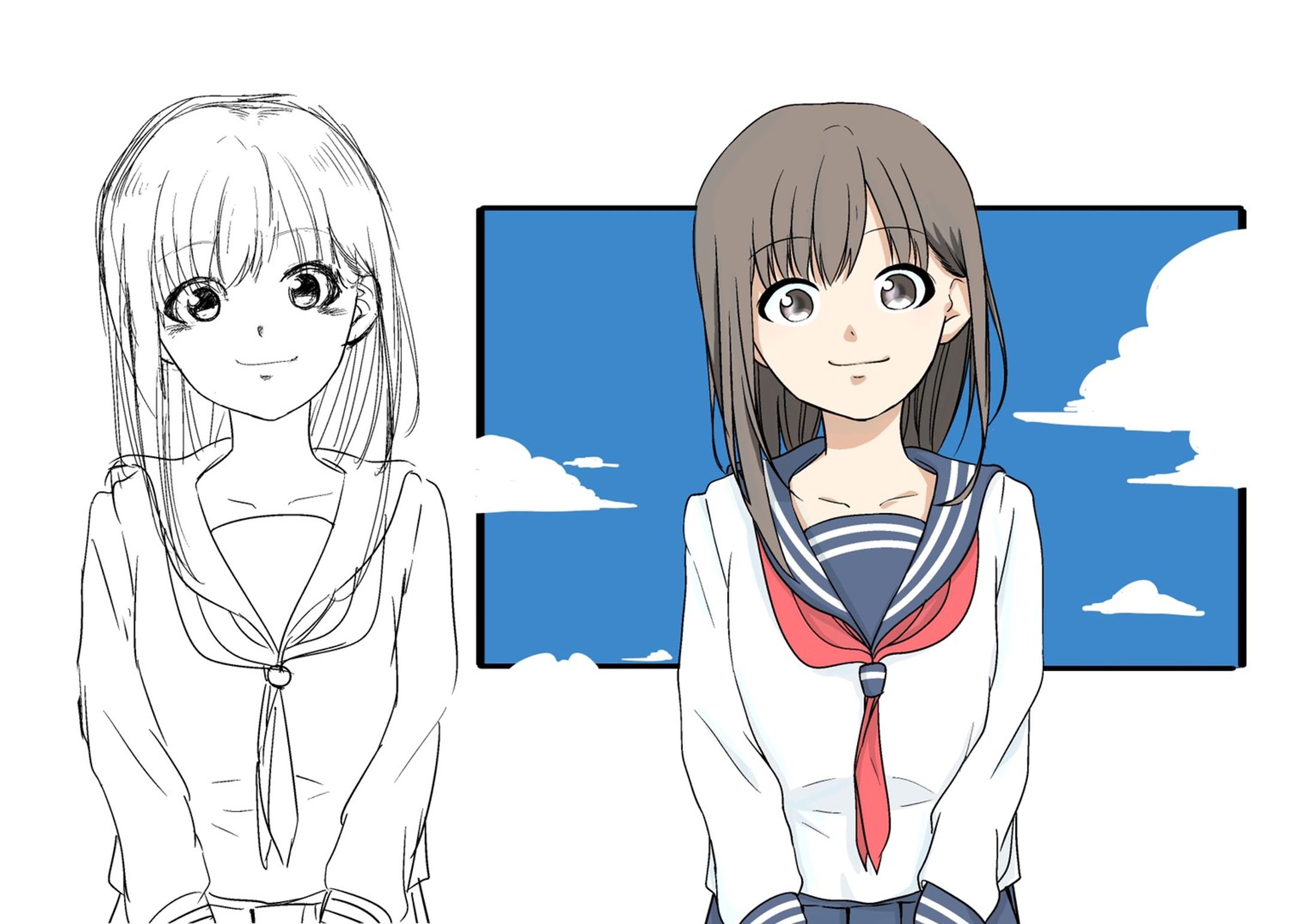 セーラー服の女の子のイラスト-1