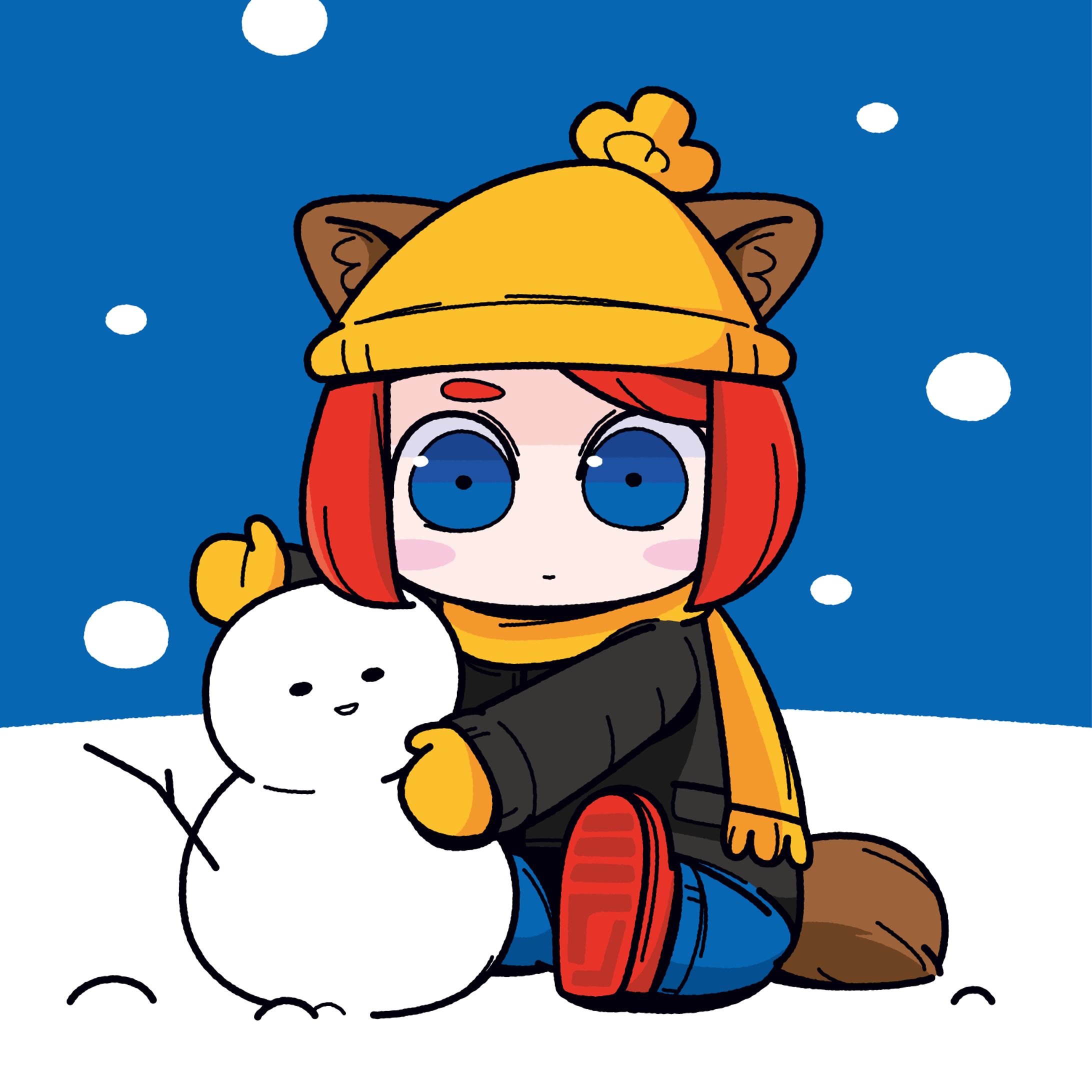 雪の日のけもみみ男の子-1