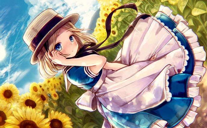 向日葵と夏の風