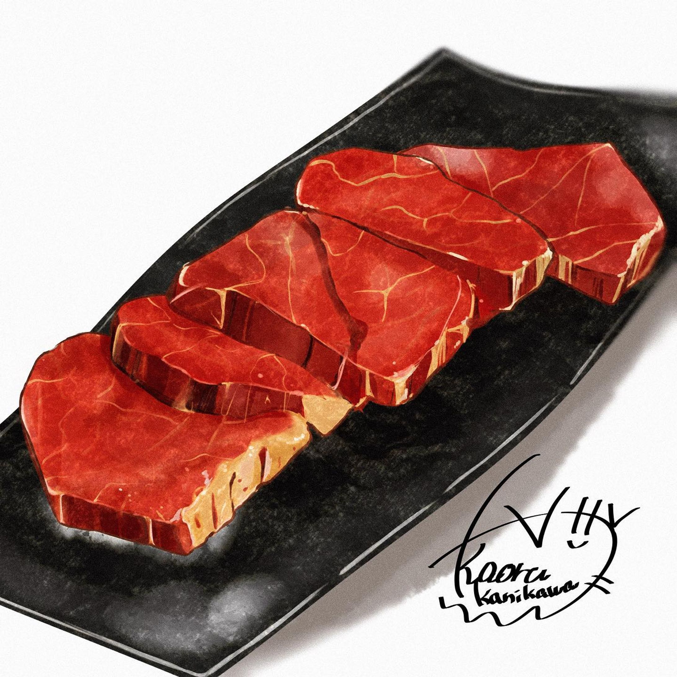 お肉🥩
製作時間2時間位。
脂身が難しい。
あとは自分のサイン悩み中の為バラバラ。
そろそろ統一させたい。
 #お肉  #飯テロ  #飯テロイラスト  #イラスト  #ご飯イラスト  #foodillustrations-1