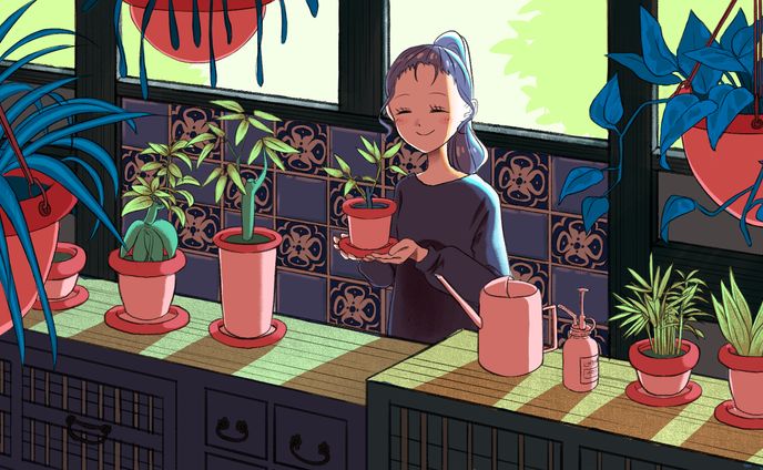 古民家と植物