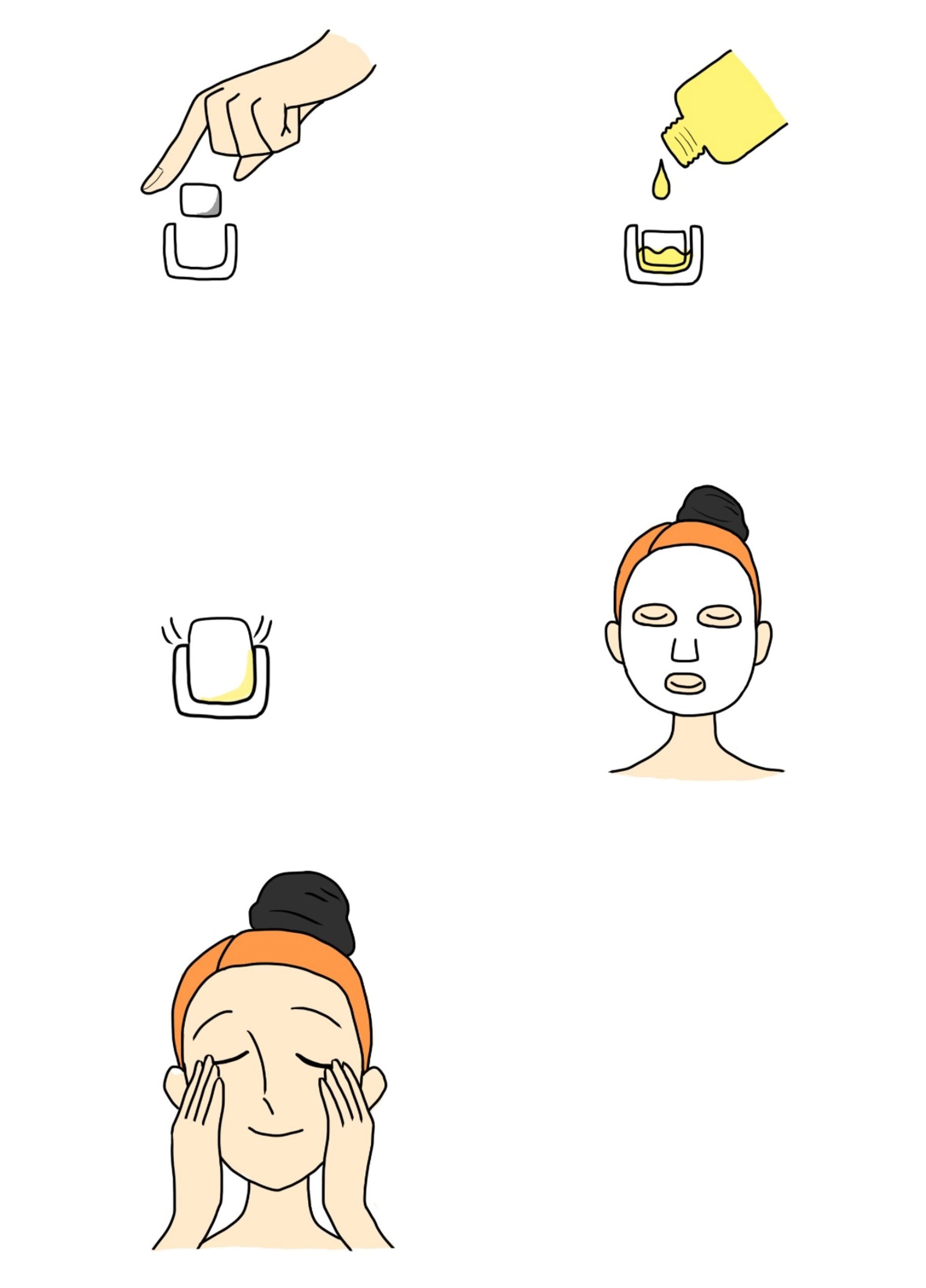 化粧品使用説明のためのシンプルなイラスト-1