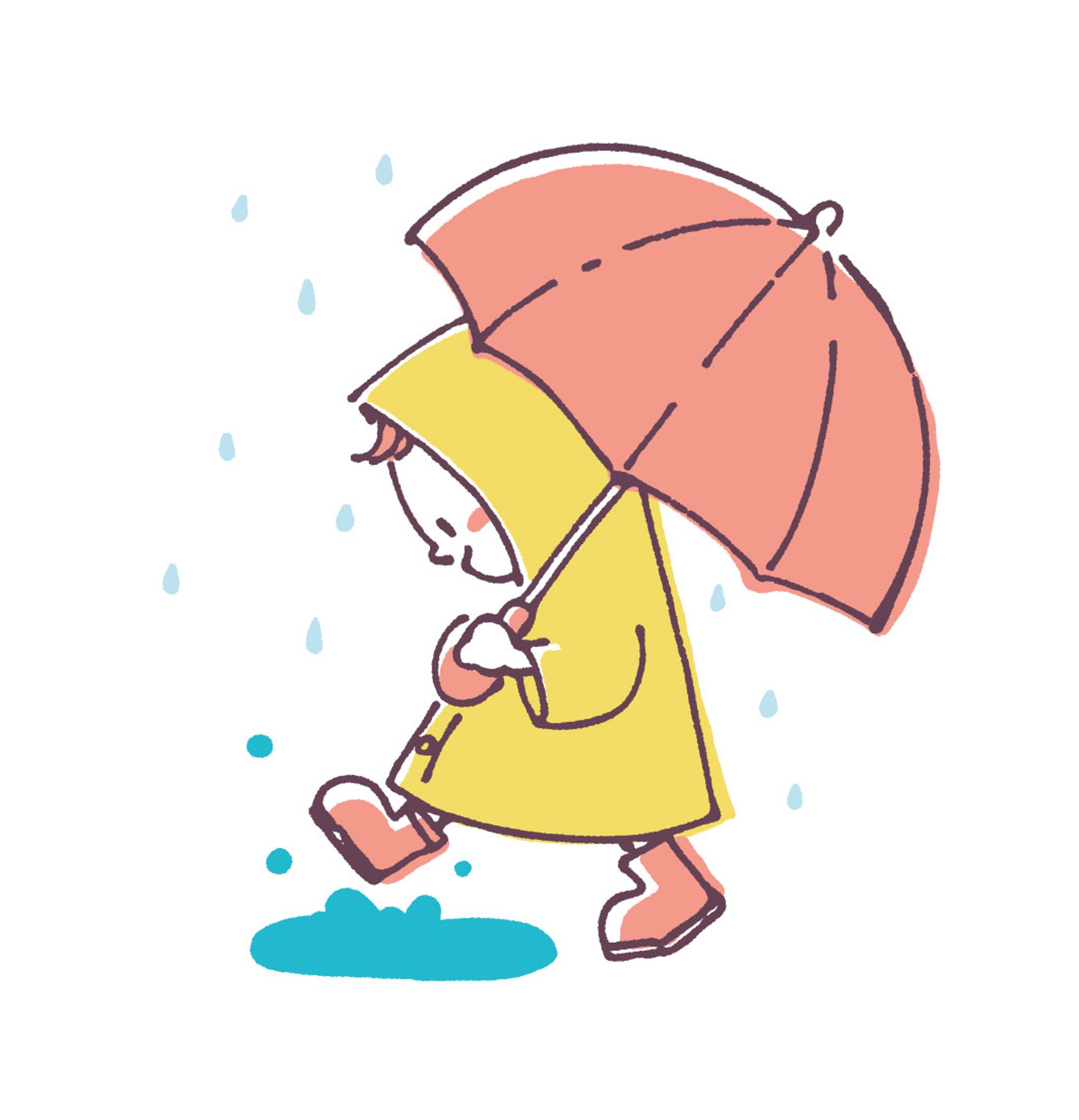 傘をさして歩く子供-1