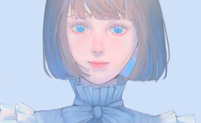 ☁️#illustration #illustrator #drawing #drawingsketch #sketch #sketchartist #aesthetic #frill #artist #art #painting #bobcut #digitalpainting #digitalart #digitalillustration #blue #イラスト #kawaii