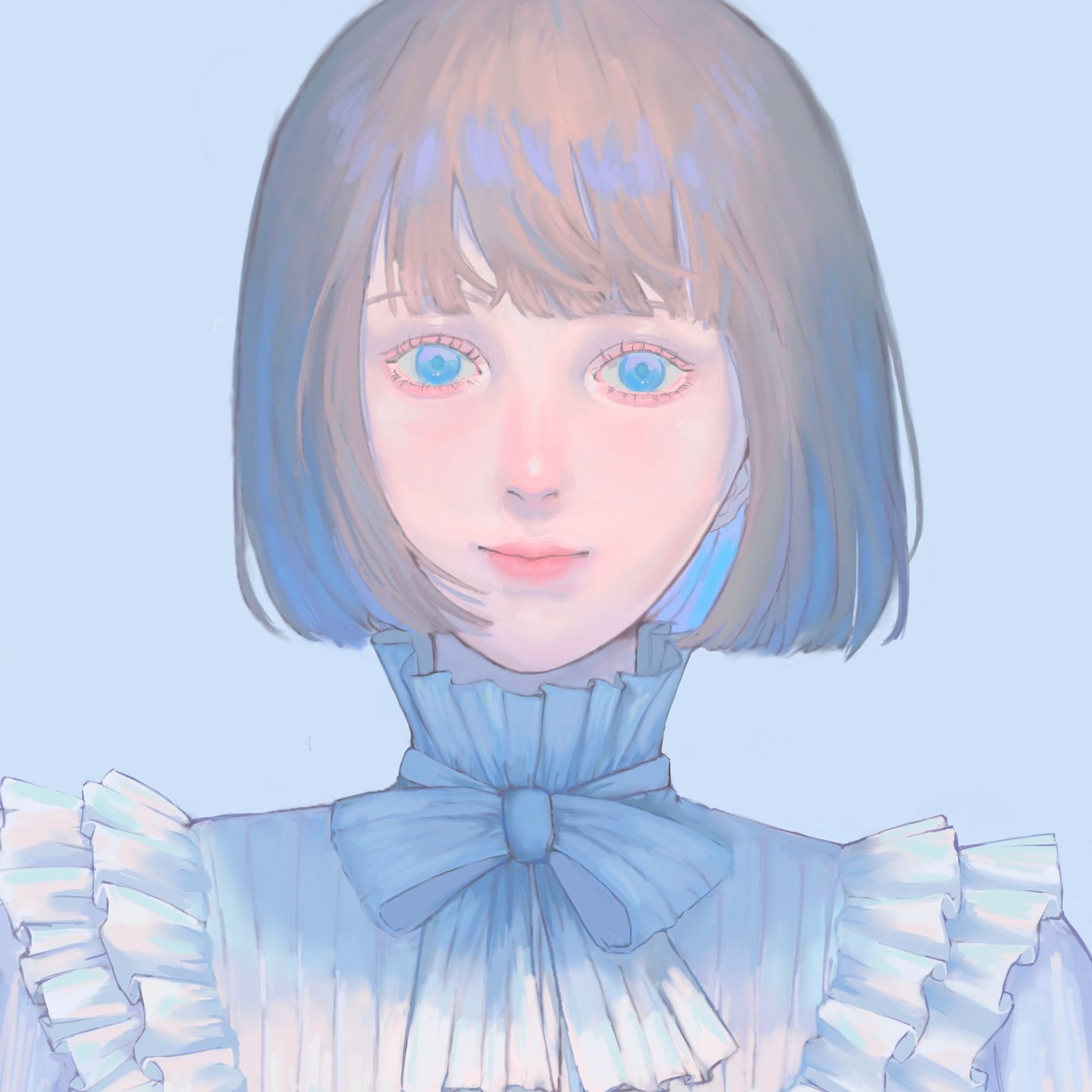 ☁️#illustration #illustrator #drawing #drawingsketch #sketch #sketchartist #aesthetic #frill #artist #art #painting #bobcut #digitalpainting #digitalart #digitalillustration #blue #イラスト #kawaii-1