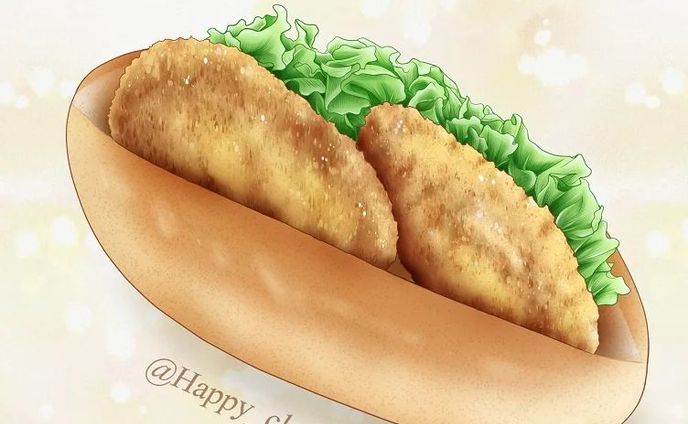 コロッケパン♪

#コロッケパン　#惣菜パン　#フードイラスト　#パンイラスト　#食べ物イラスト　#croquettebred #croquette #foodillust  #foodieart #foodillustration  #artwork  #bread
