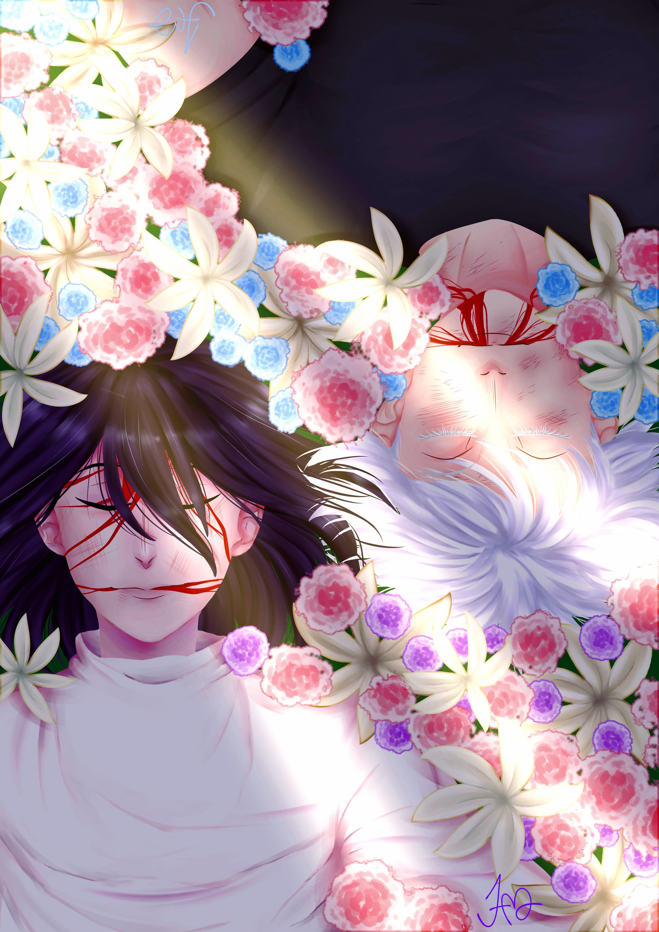 Artwork - Bust up, 2 people, rendered, complex background 1/10/2023-1