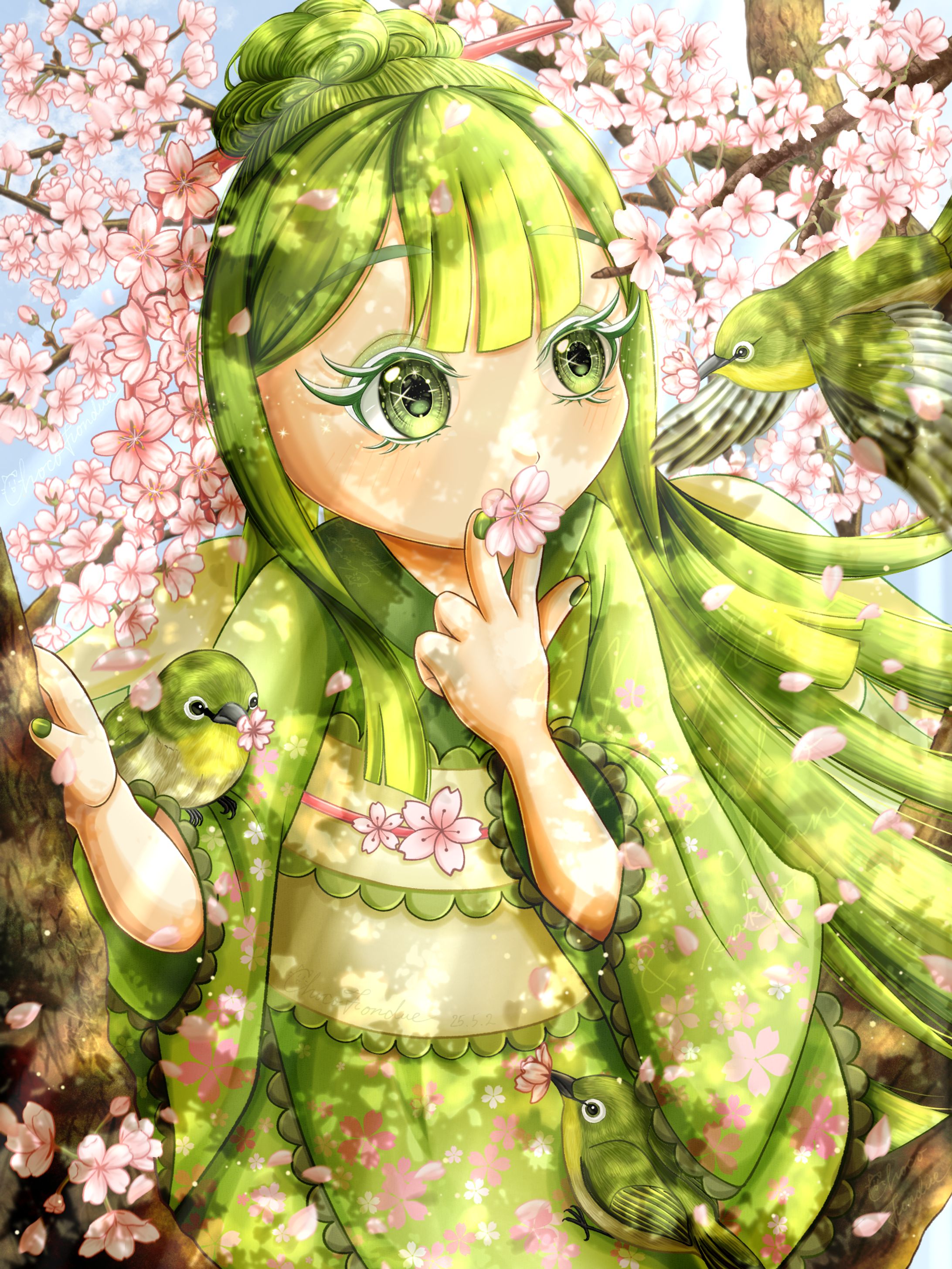 メジロと桜🌸 団子より花-1