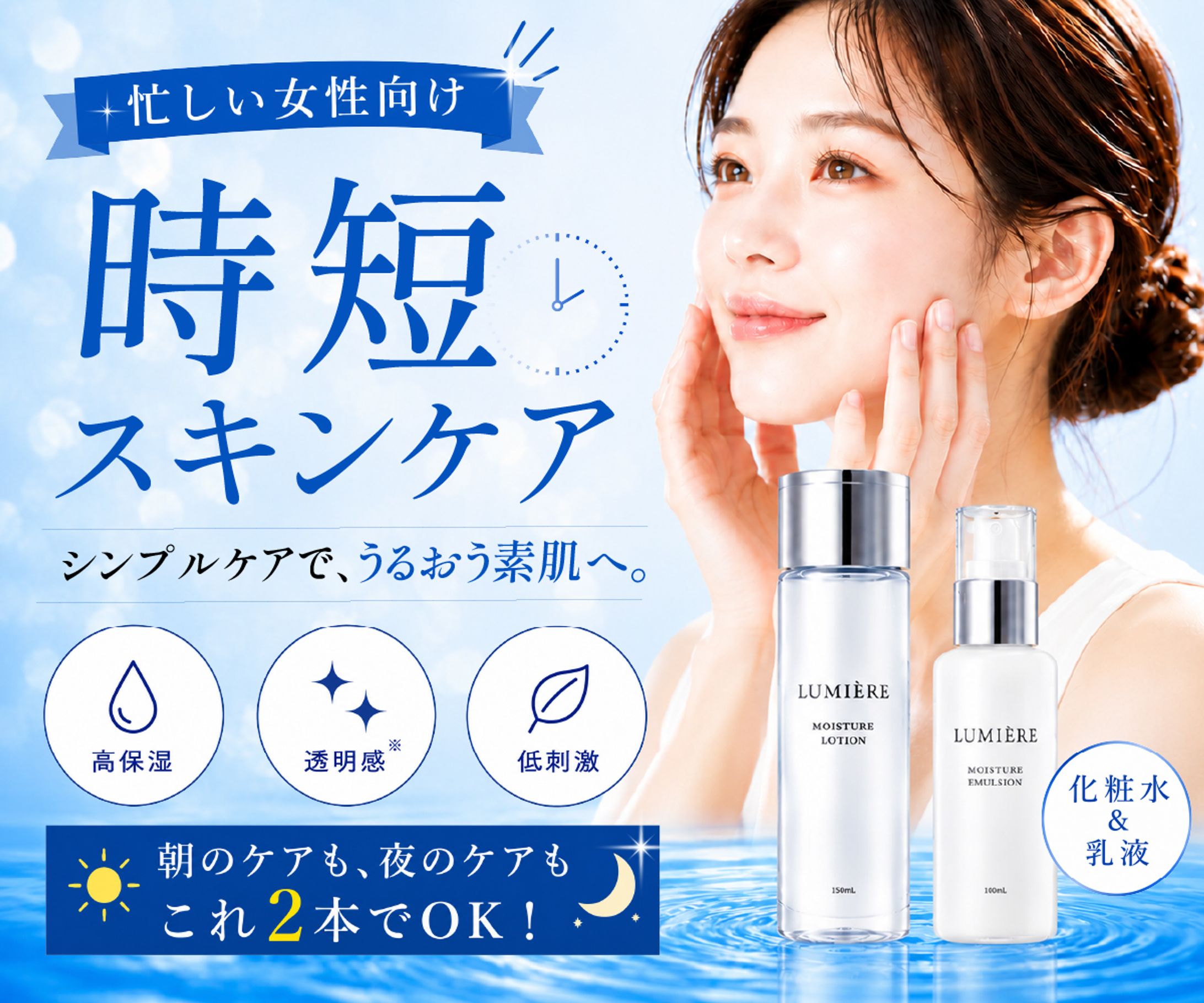 忙しい女性向け“時短スキンケア”バナーデザイン-1