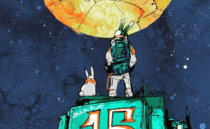十五夜の日に描いたイラスト
#🌕#うさぎ#お月見 #clipstudiopaint