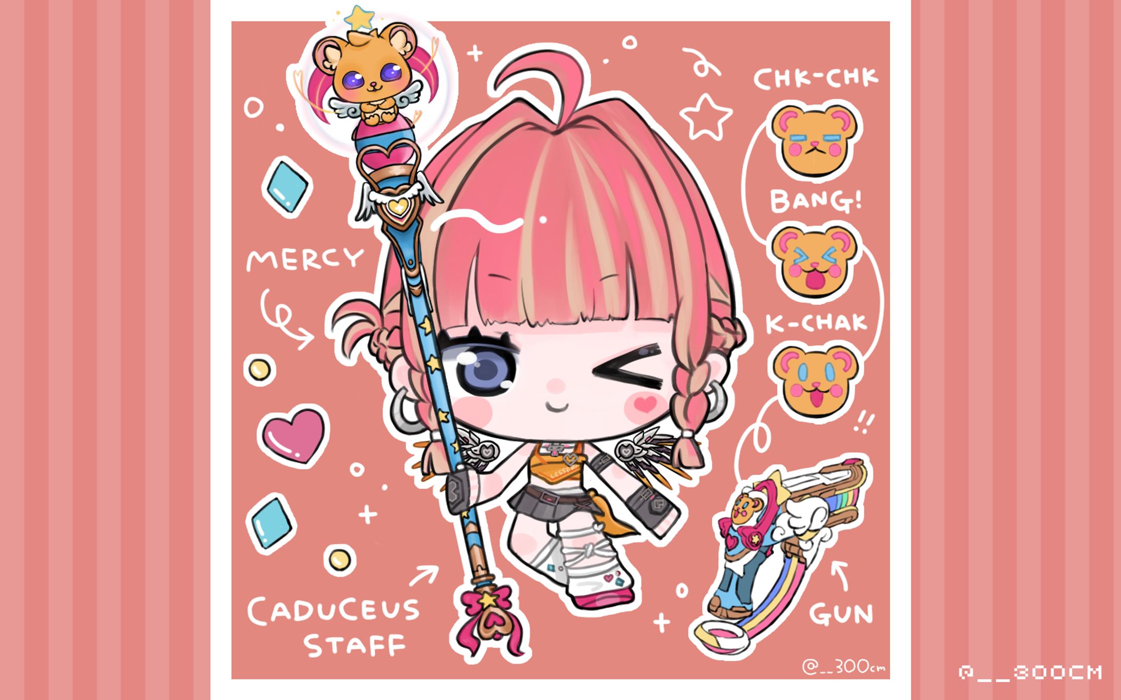 Overwatch 2 LE SSERAFIM Skin × Mercy – Chibi Style-1