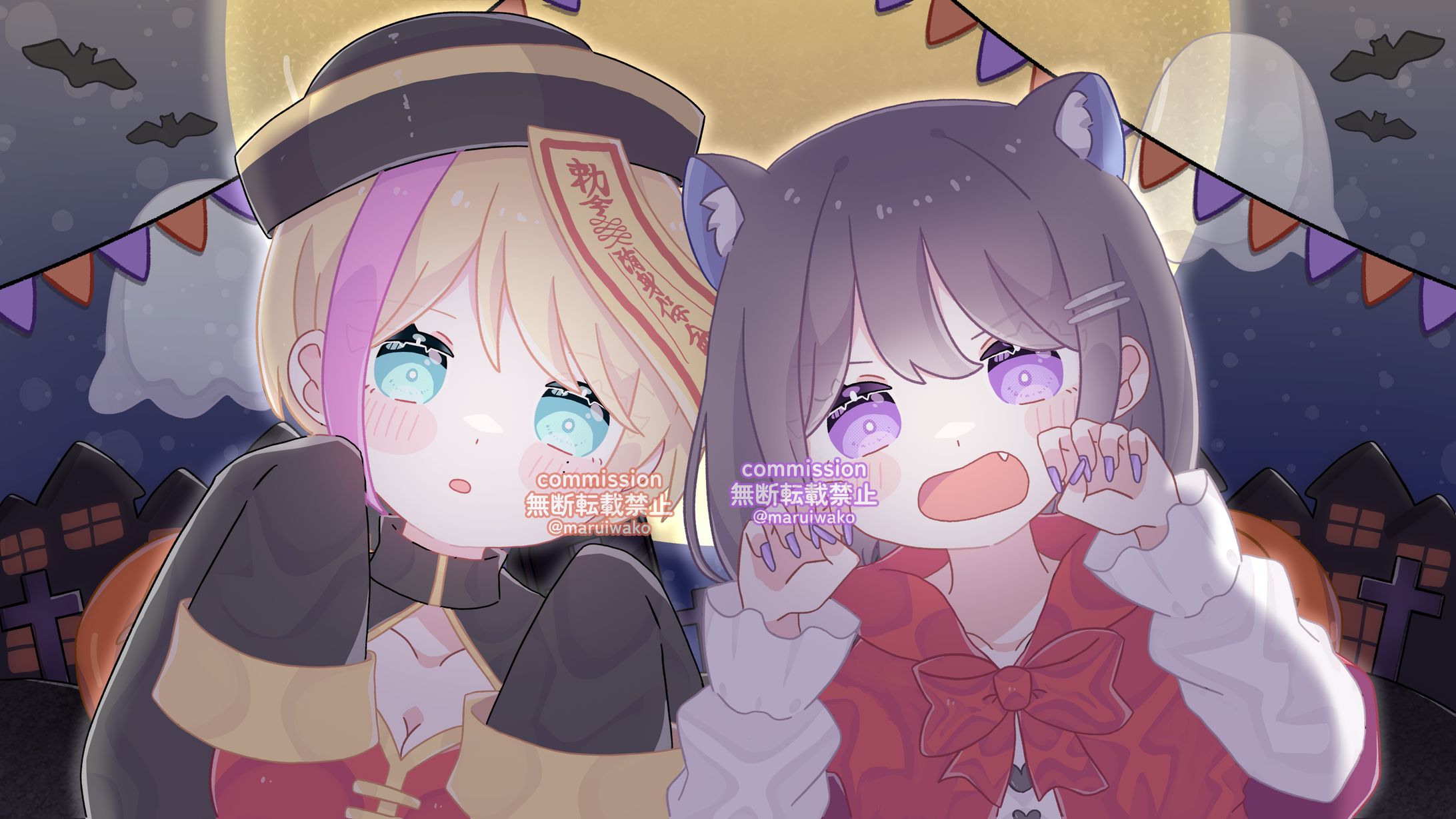 【ご依頼】ハロウィンイラスト💛💜-1